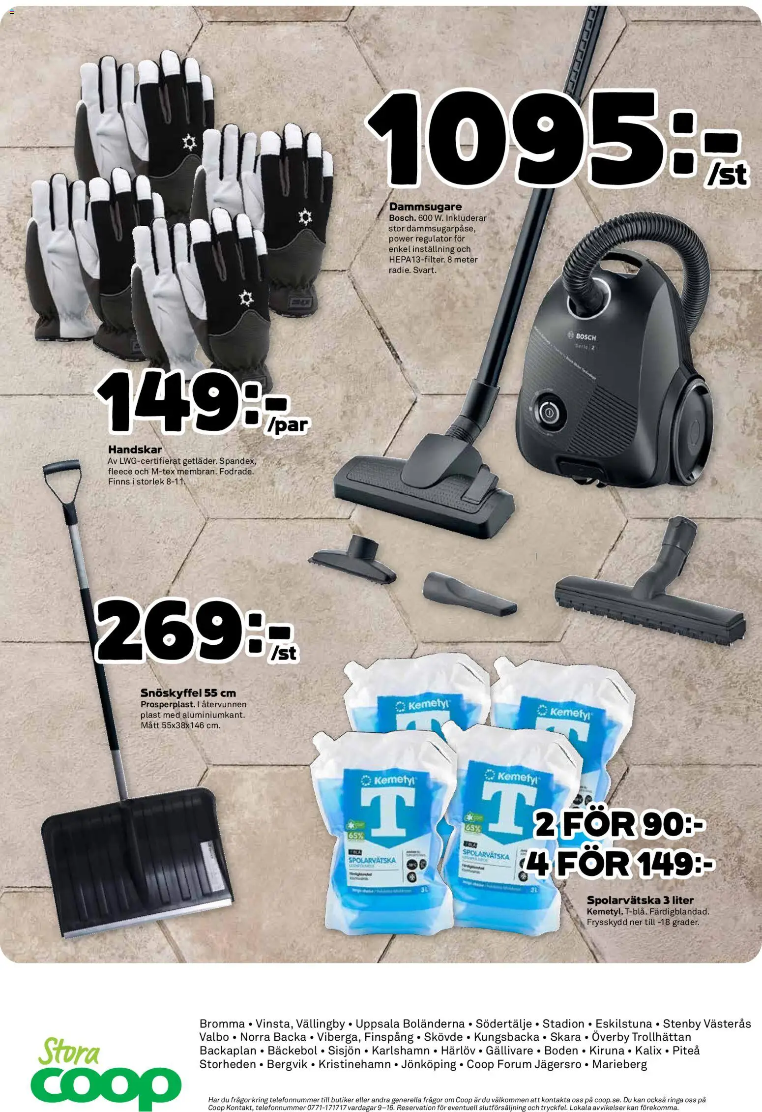 Stora Coop reklamblad aktuell från 17.11.2025 | Sida: 4 | Produkter: Dammsugare, Handskar, Spolarvätska