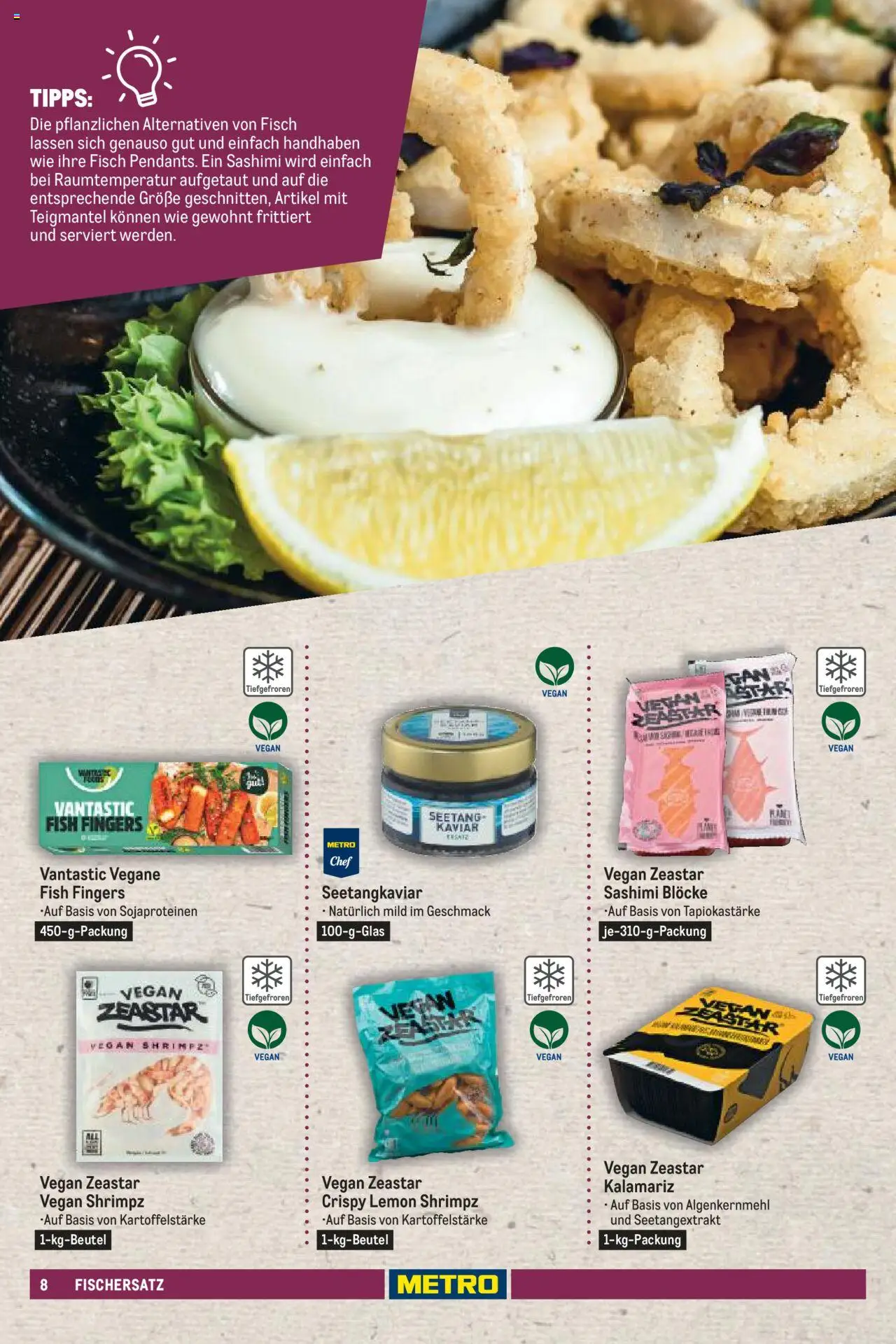 Metro Sortimentskatalog Vegane & Vegetarische Alternativen – gültig ab 22.08.2024 | Seite: 8 | Produkte: Fisch