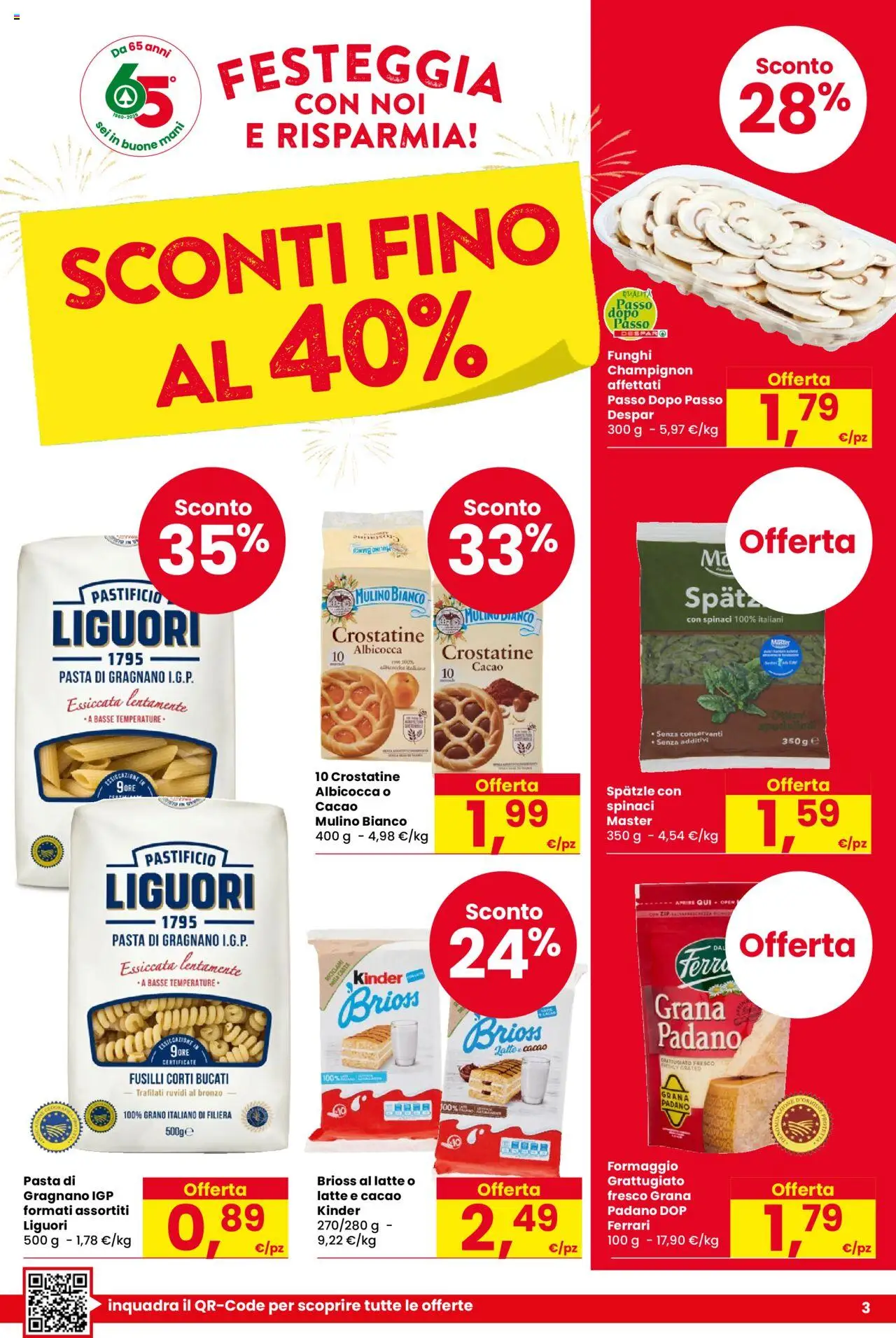 Volantino Despar del 16.10.2025 | Pagina: 3 | Prodotti: Spatzle, Formaggio, Funghi, Spinaci