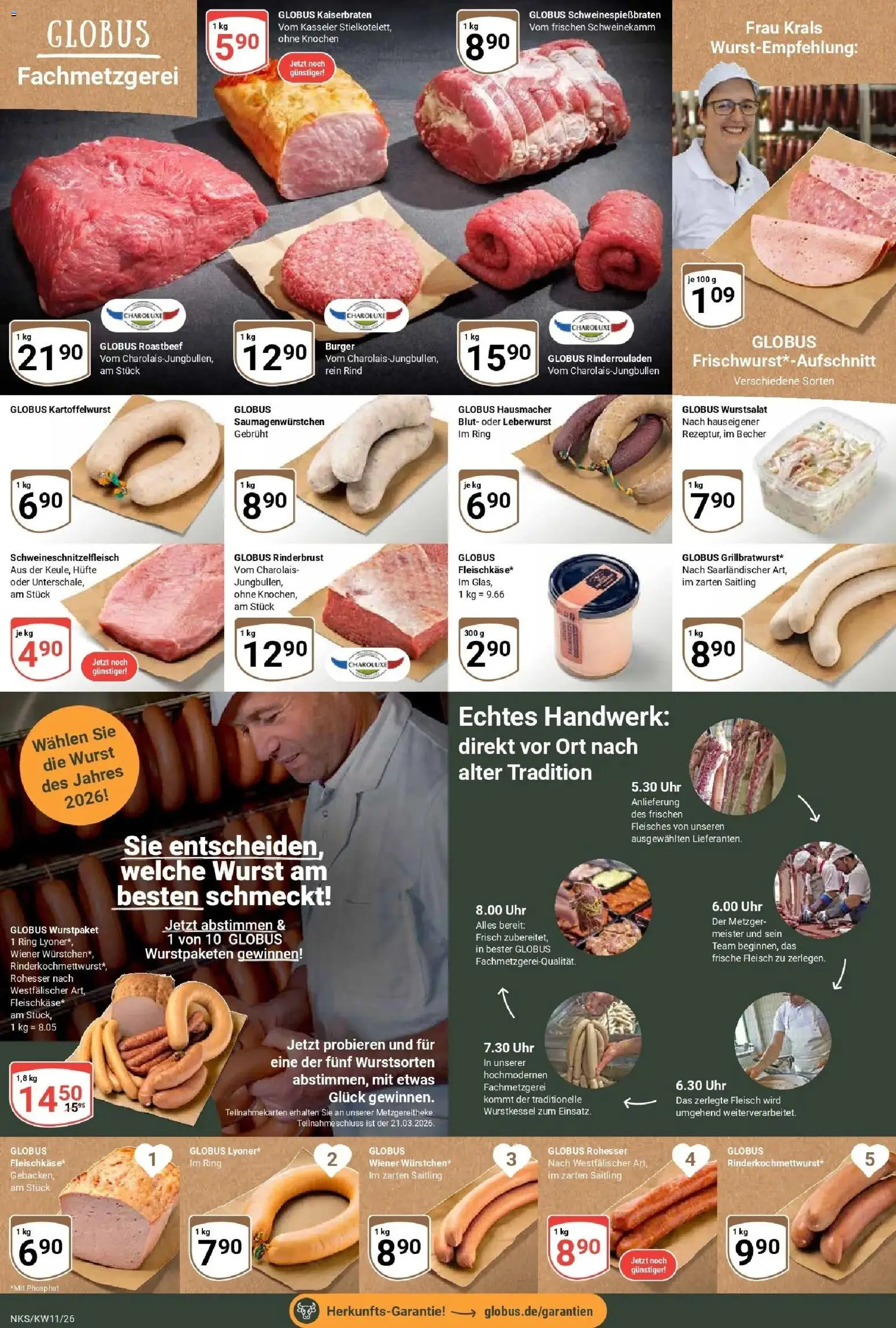 Globus prospekt Neunkirchen	 – gültig ab 09.03.2026 | Seite: 12 | Produkte: Rinderrouladen, Wiener wurstchen, Fleisch, Uhr