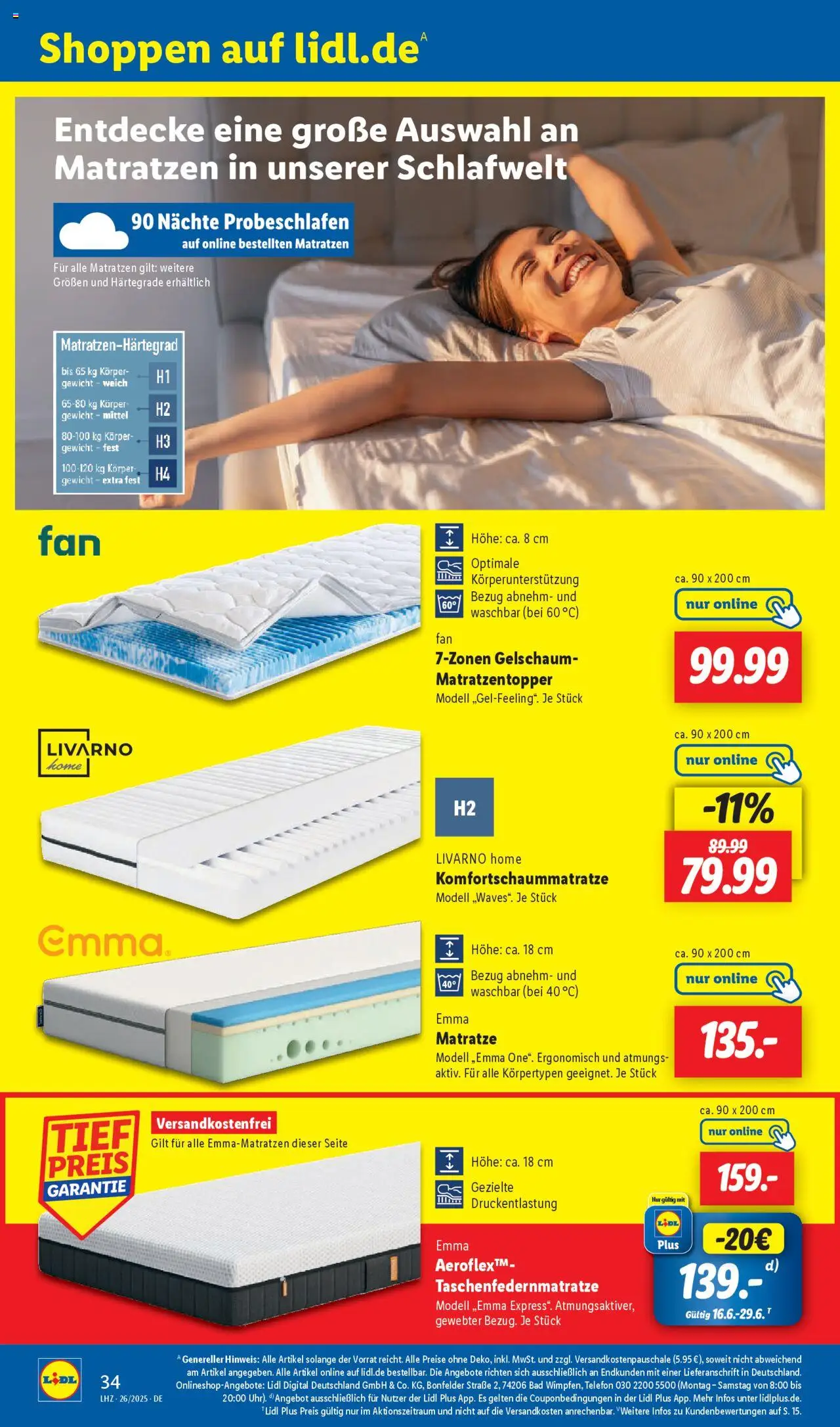 Lidl Prospekt 	 - gültig ab dem 23.06.2025 | Seite: 46 | Produkte: Gewicht, Matratze, Bad, Telefon