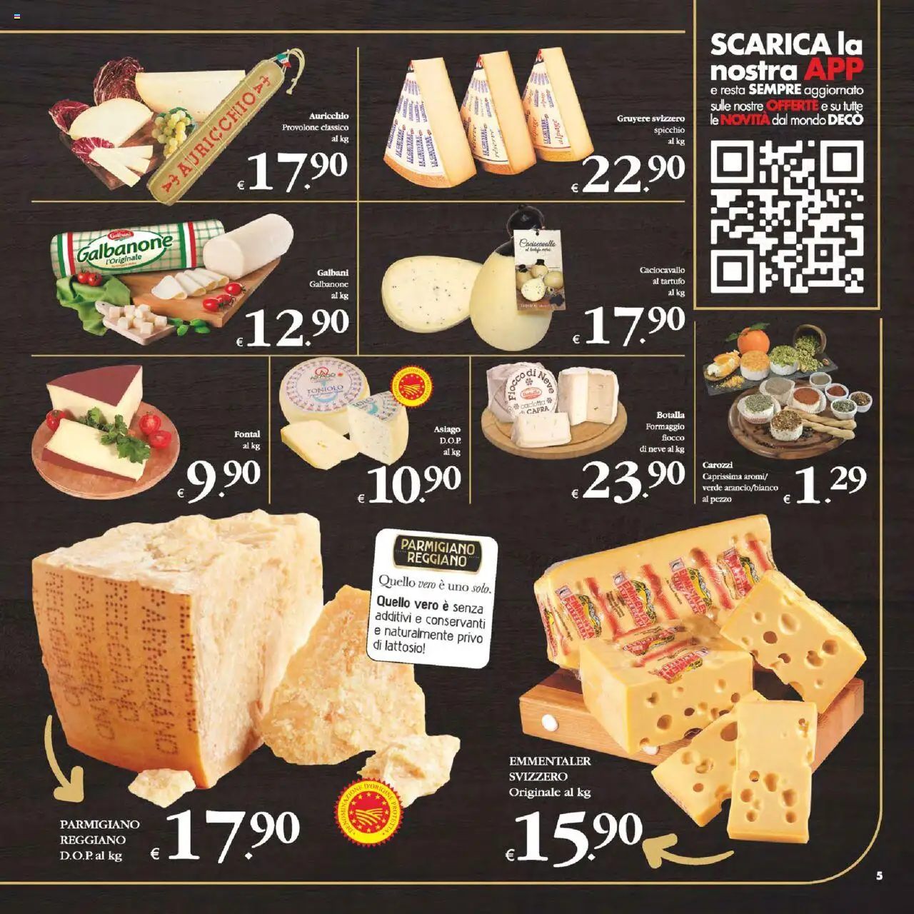 Volantino Decò del 03.10.2025 | Pagina: 5 | Prodotti: Tartufo, Provolone, Parmigiano reggiano, Emmental