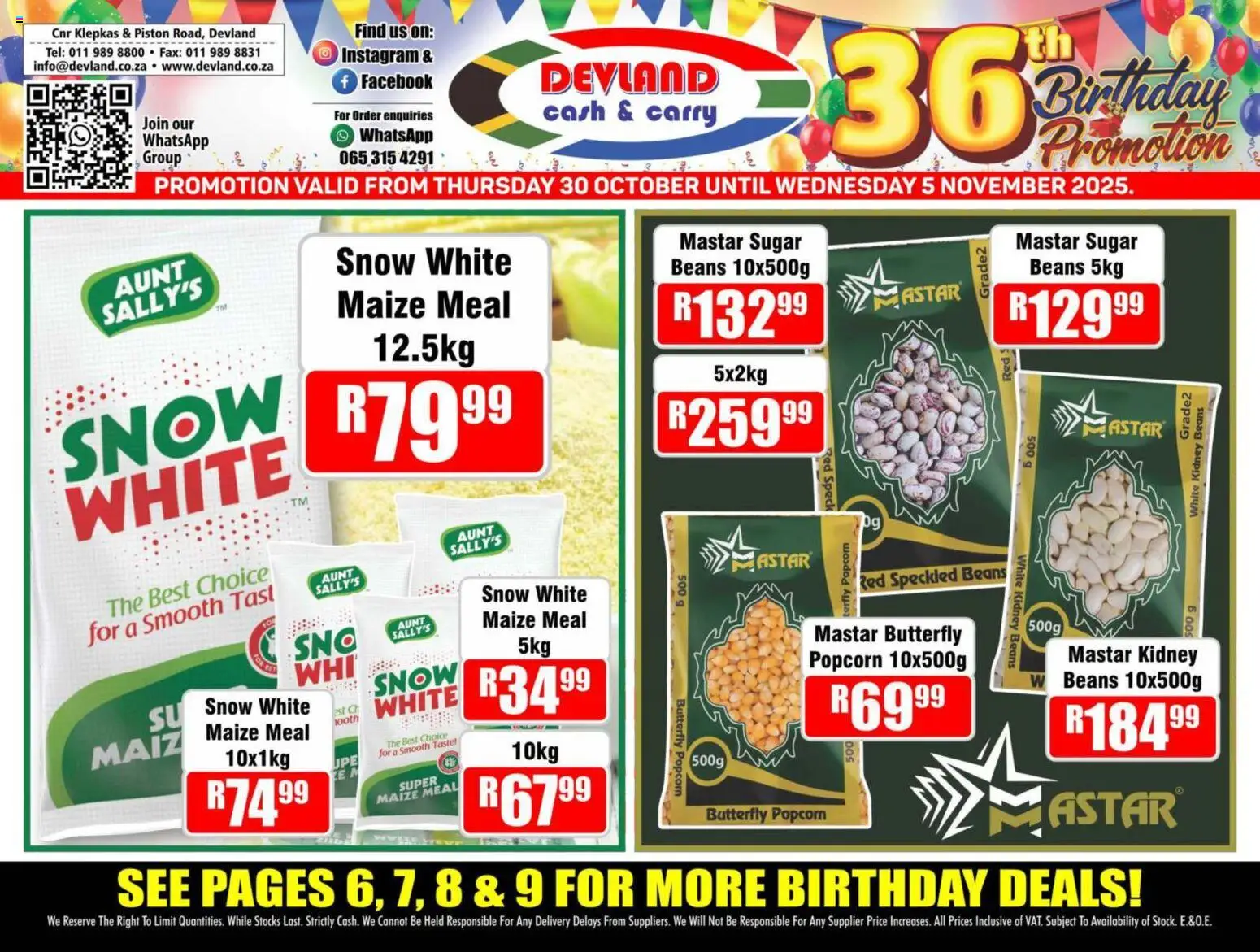 New Devland catalogue – valid from 30.10.2025 | Page: 6 | Products: Beans, Maize meal, Popcorn, Sugar