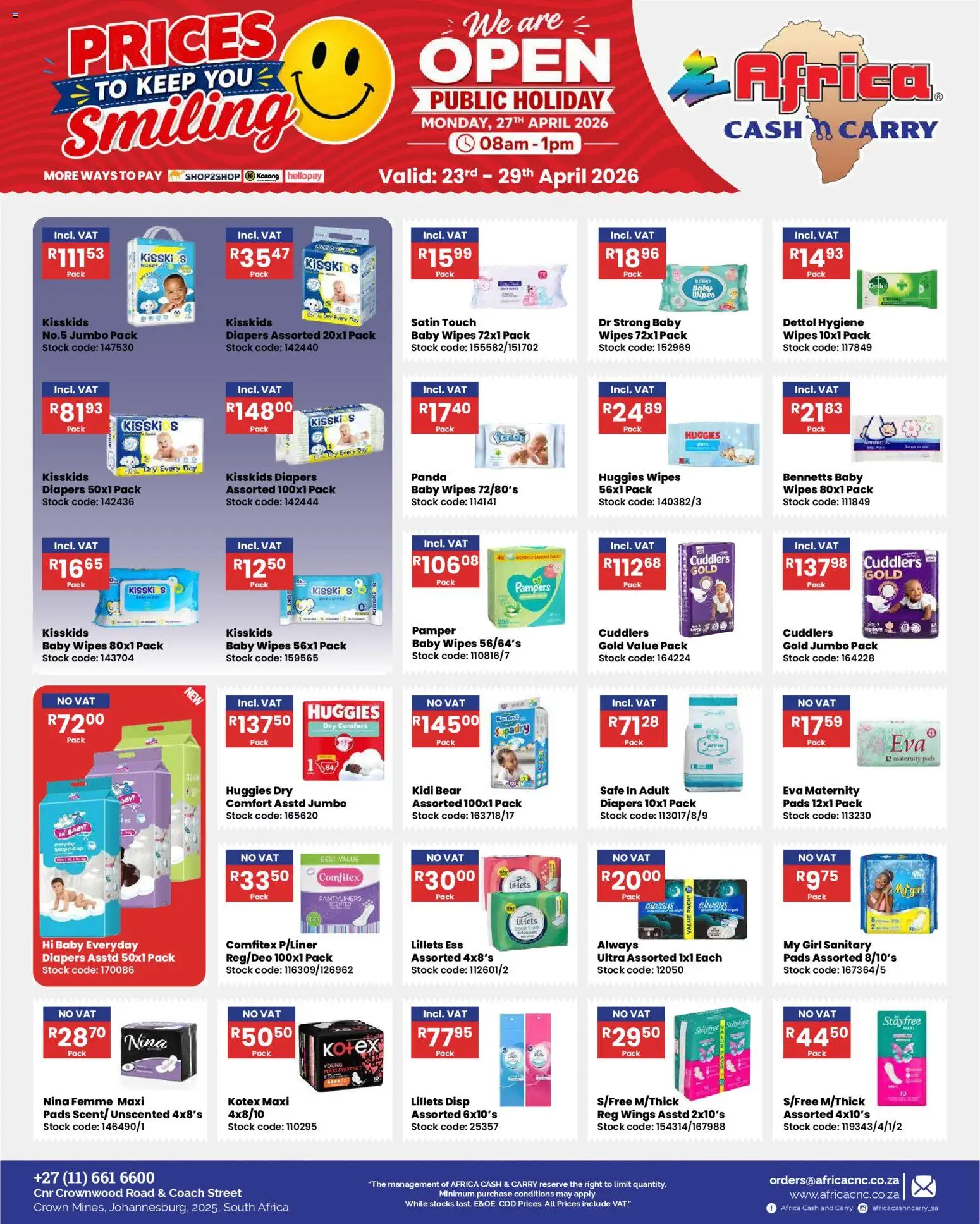 New Africa Cash & Carry catalogue – valid from 23.04.2026 | Page: 10 | Products: Pads, Stock