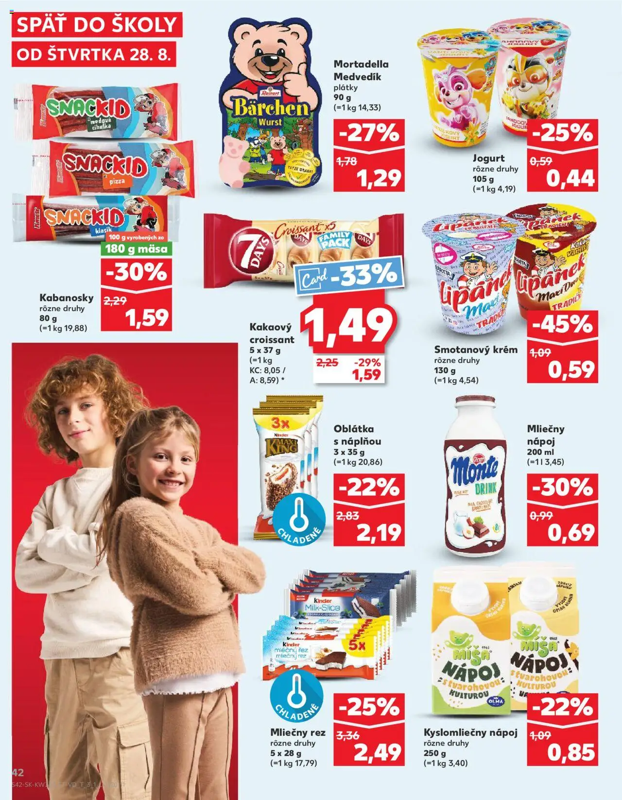 Kaufland SK akciós ujság - amely érvényes a következő dátumtól: 28.08.2025 | Oldal: 42 | Termékek: Croissant, Pizza, Mortadella