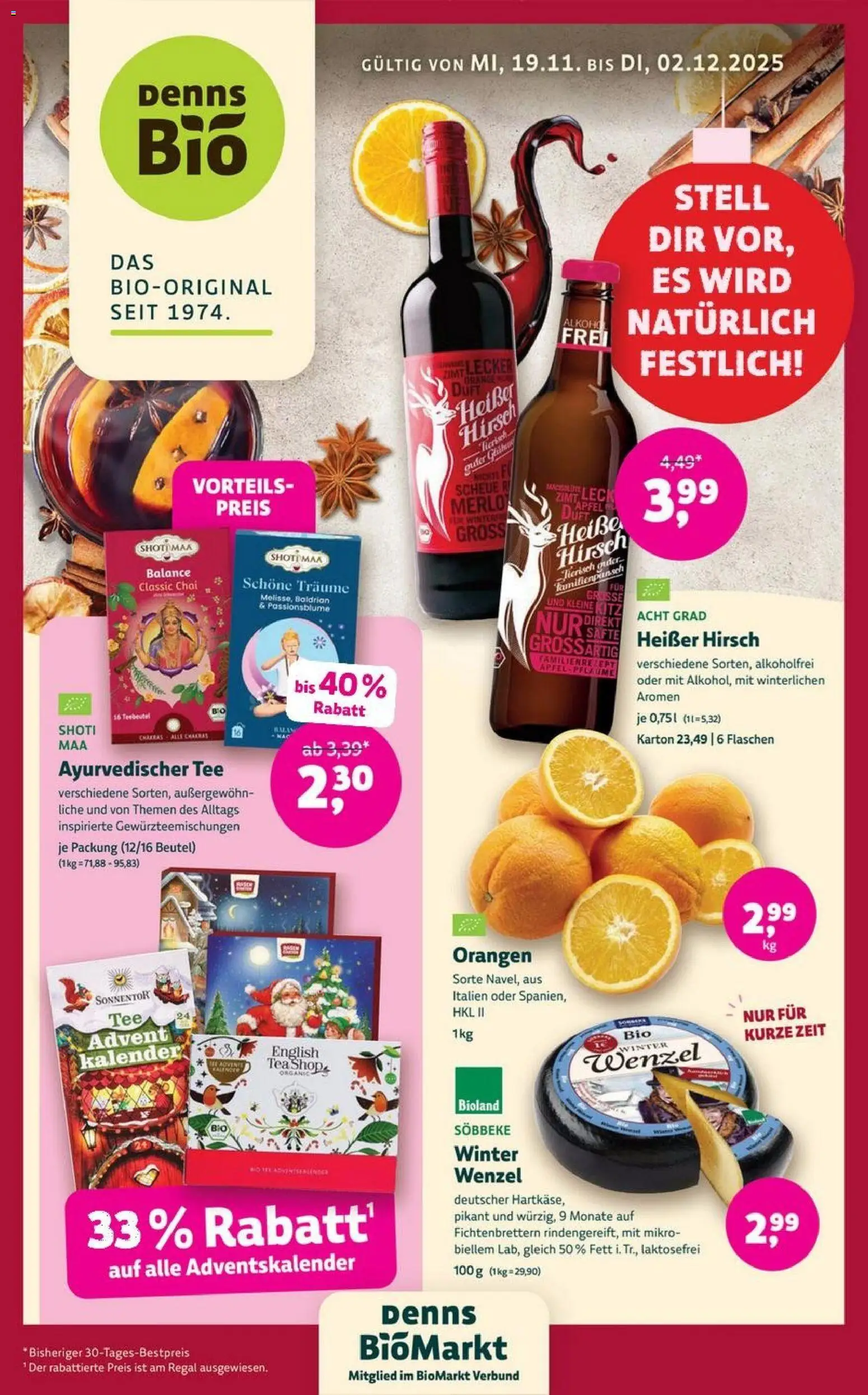 Denns BioMarkt Angebote – gültig ab 19.11.2025 | Seite: 1 | Produkte: Regal, Äpfel, Orangen, Tee