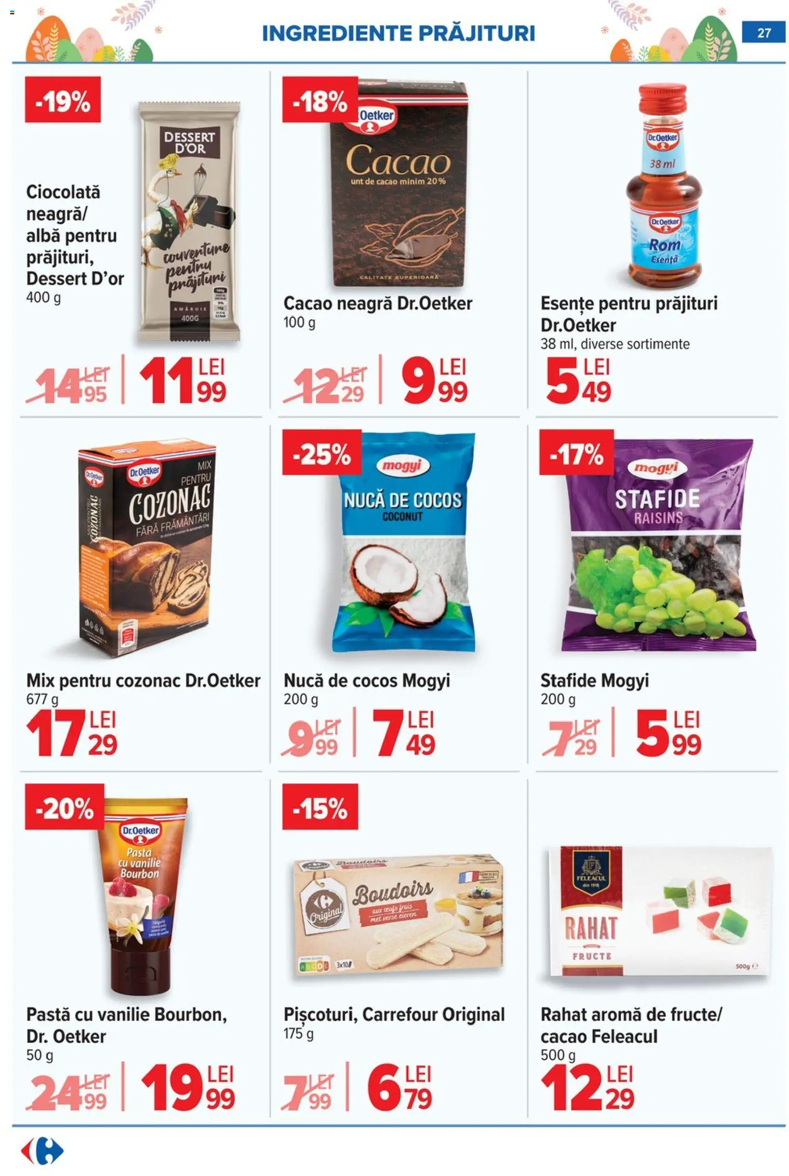 Noul catalog Carrefour – valabil de la 06.04.2026 | Pagină: 33 | Produse: Unt, Ciocolată, Cacao, Stafide