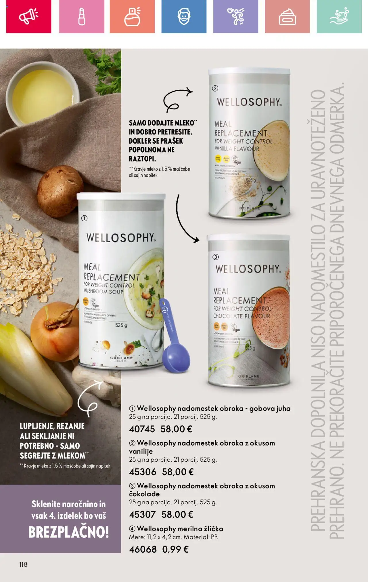 Oriflame katalog 11 │ velja od 03.08.2025 | Stran: 118 | Izdelki: Prehranska dopolnila, Prašek, Juha, Mleko