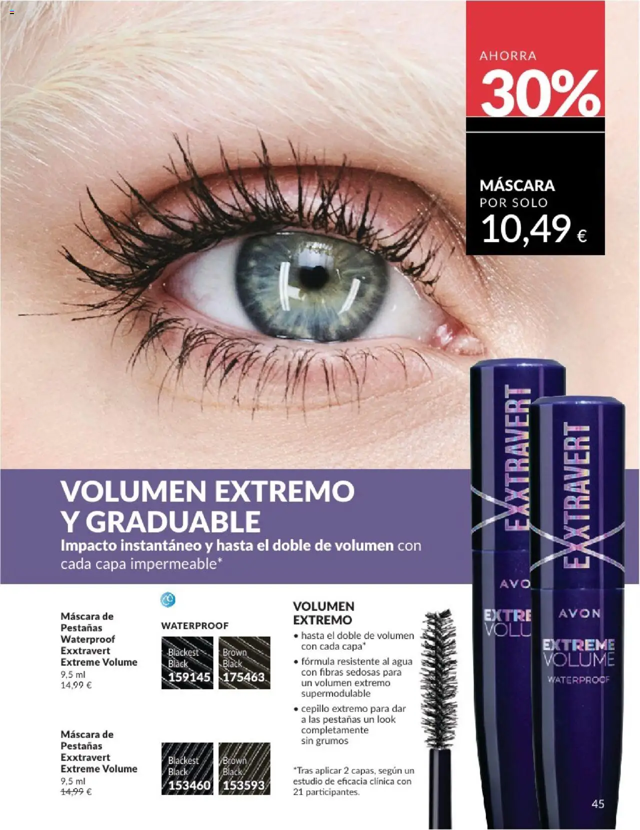 Catálogo AVON campaña 6 │ válido desde el 01.06.2025 | Página: 45 | Productos: Cepillo, Máscara, Máscara de pestañas