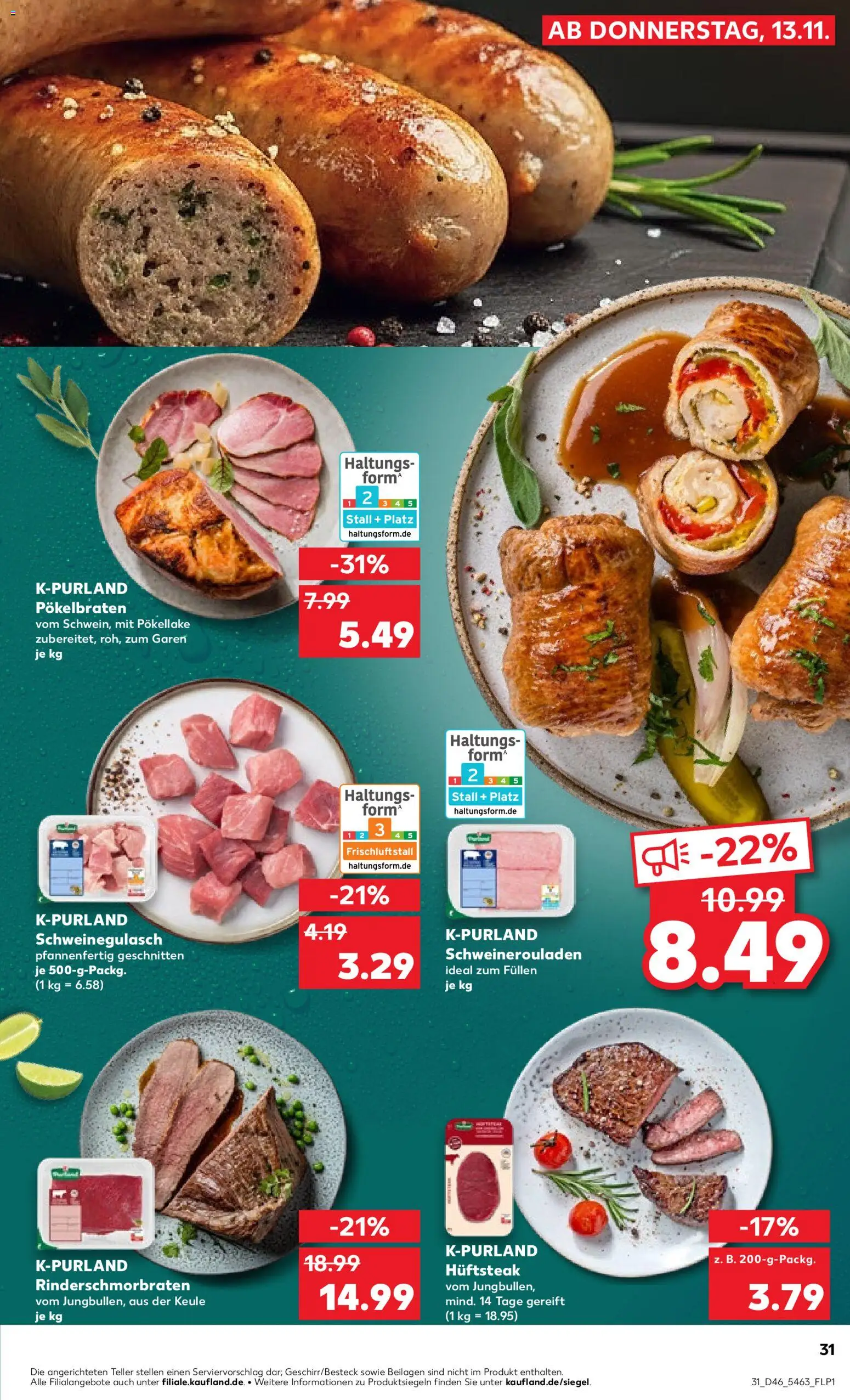 Kaufland prospekt Kiel	 – gültig ab 13.11.2025 | Seite: 31 | Produkte: Schweinegulasch