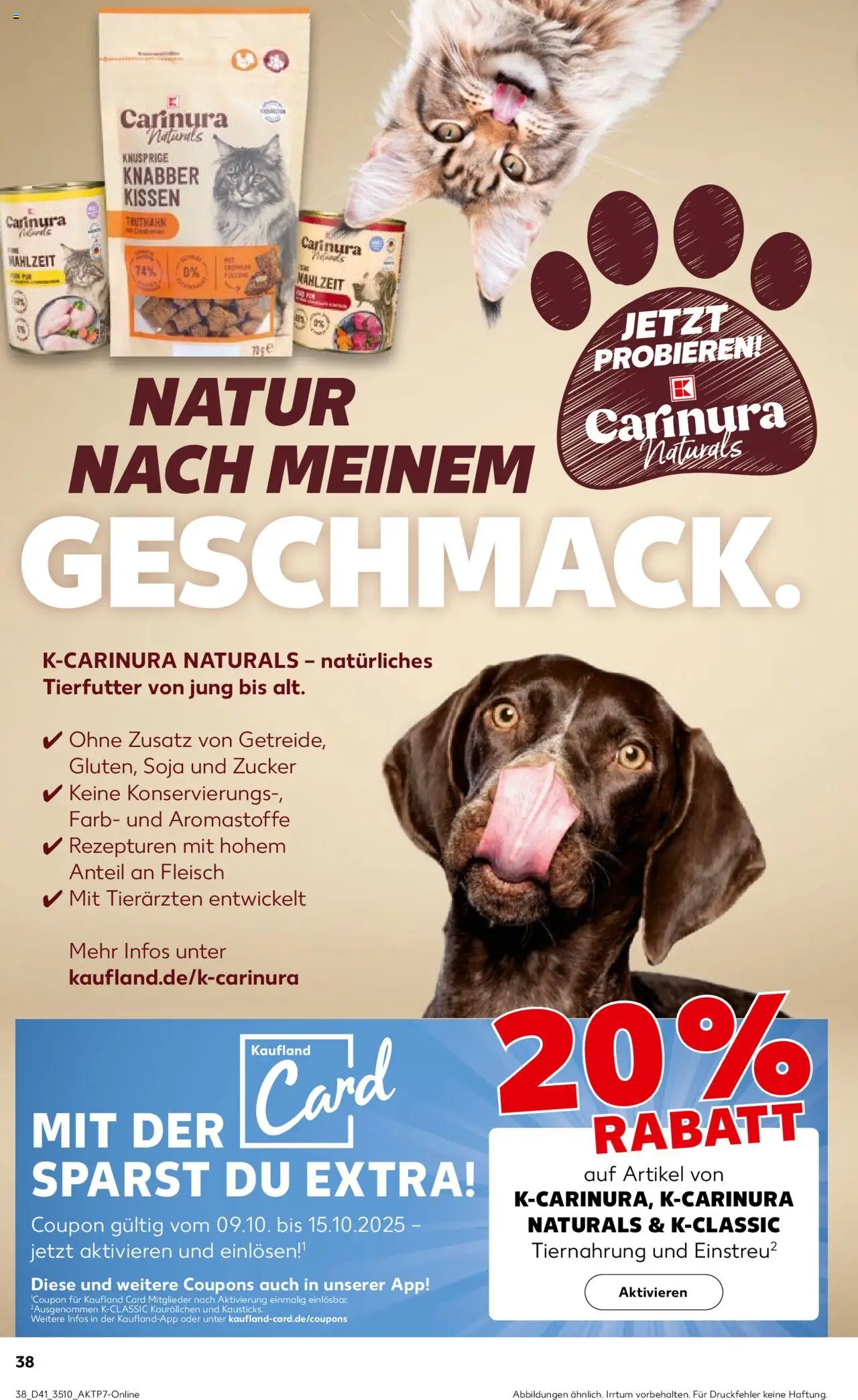 Kaufland prospekt Zeitz	 – gültig ab 09.10.2025 | Seite: 38 | Produkte: Katzenfutter, Kissen, Zucker, Fleisch