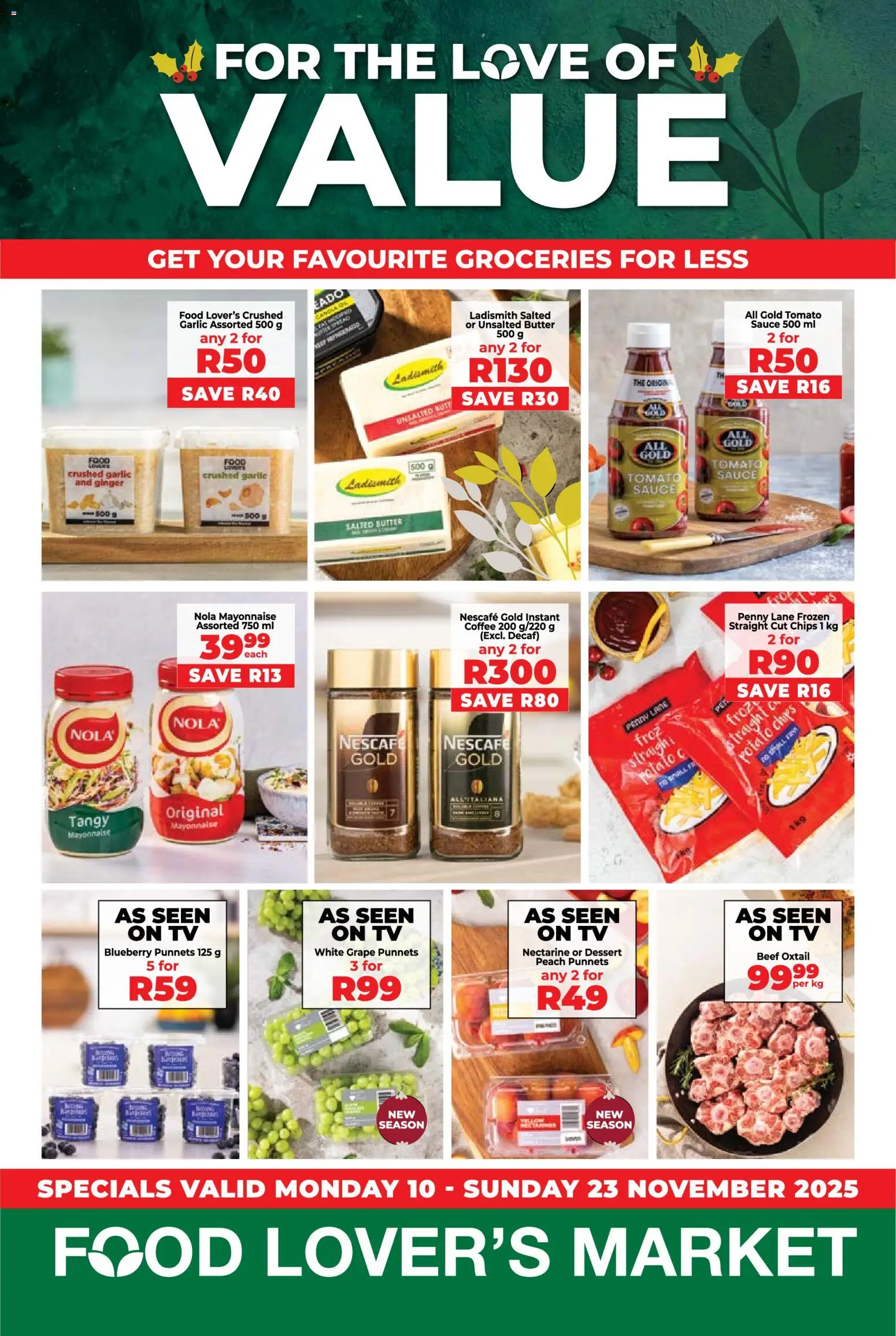 New Food Lover's Market catalogue – valid from 10.11.2025 | Page: 1 | Products: Chips, Mayonnaise, Peach, Estuche organizador de viaje