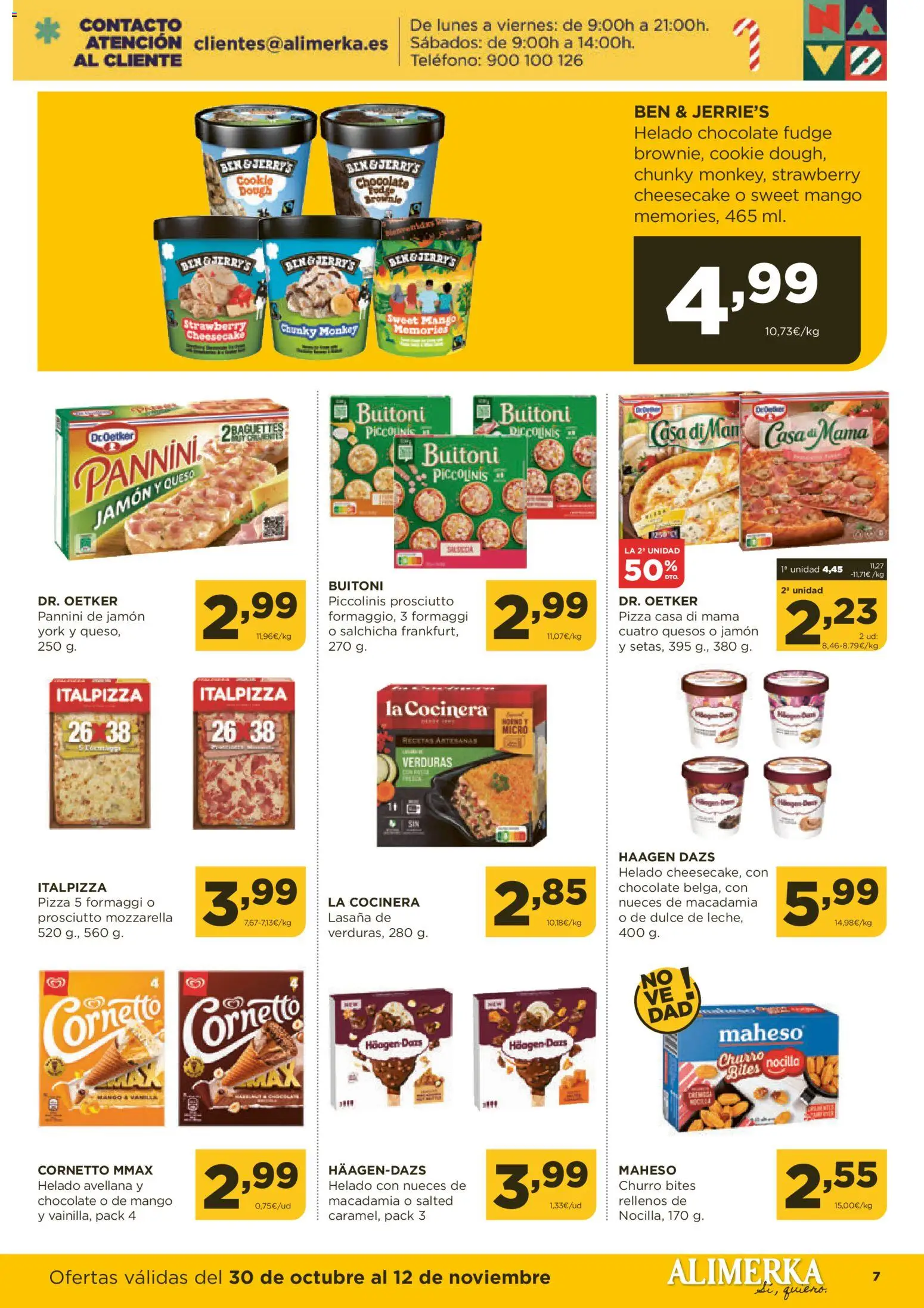 Alimerka folleto Castilla y León │ válido desde el 30.10.2025 | Página: 7 | Productos: Chocolate, Pizza, Helado, Ρούτερ