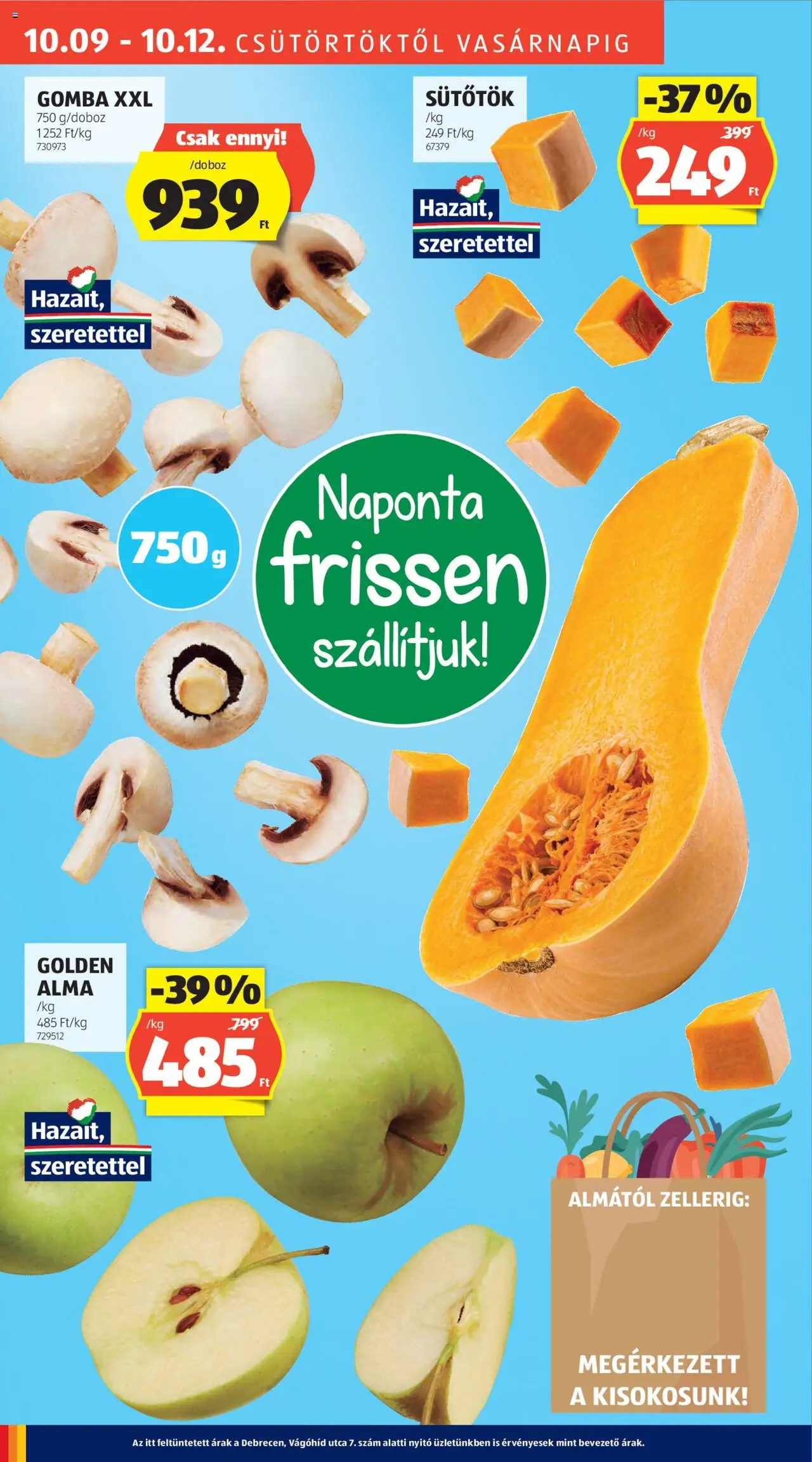 Aldi akciós ujság - amely érvényes a következő dátumtól: 09.10.2025 | Oldal: 10 | Termékek: Sütőtök, Gomba, Alma