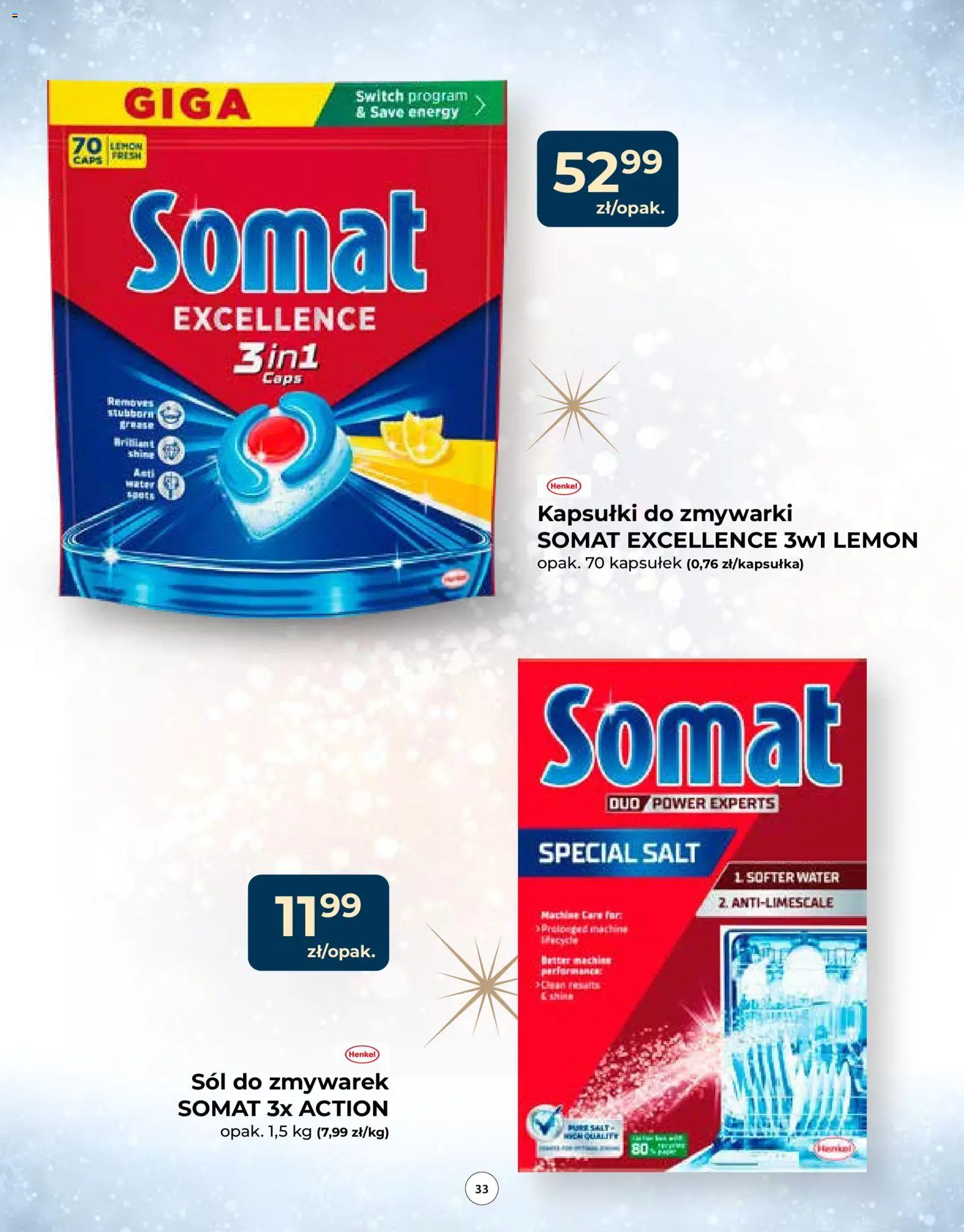 Mrówka Gazetka od 04.12.2025 | Strona: 33 | Produkty: Sól do zmywarek, Kapsułki do zmywarki, Sól