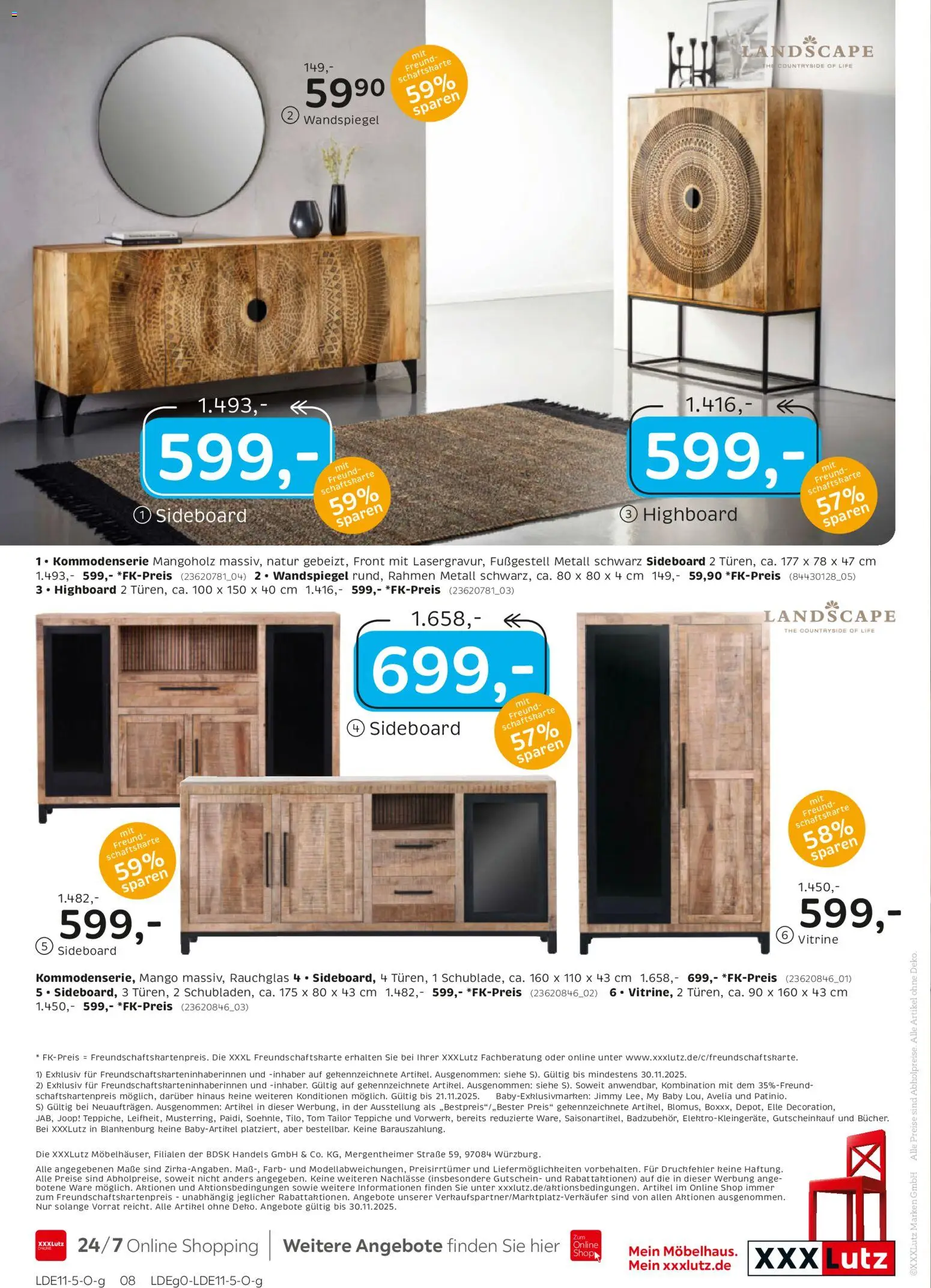 XXXL Lutz Junges Wohnen – gültig ab 16.11.2025 | Seite: 8 | Produkte: Sideboard, HIghboard, Wandspiegel, Mango