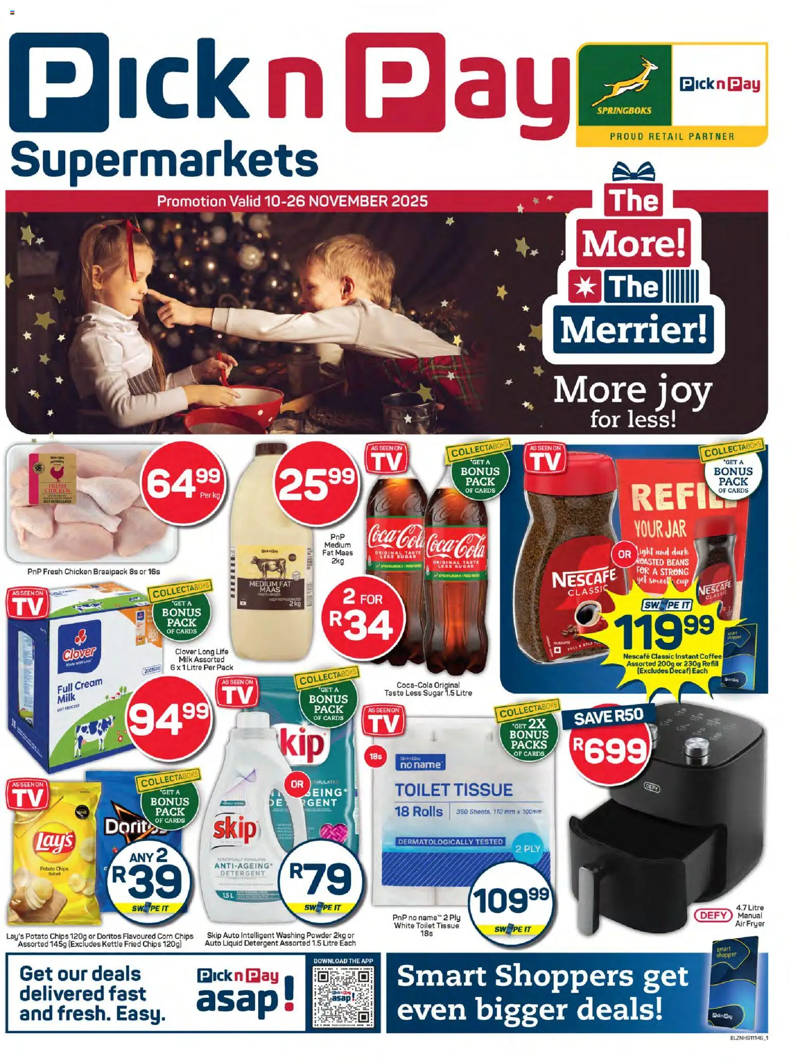 New Pick n Pay catalogue – valid from 10.11.2025 | Page: 1 | Products: Beans, Milk, Coffee, Cream