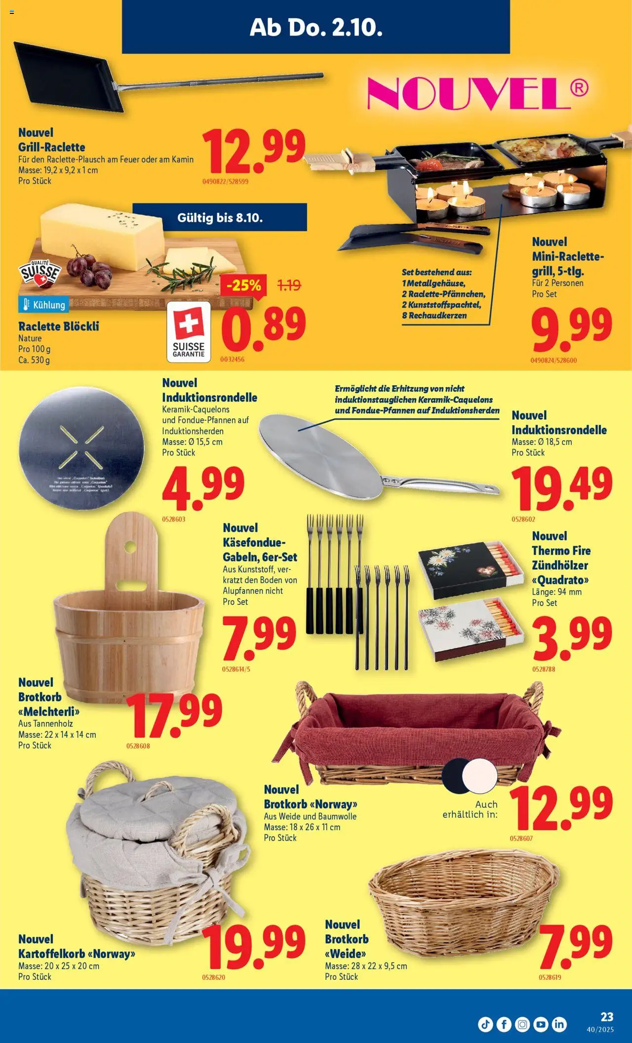 Lidl Aktionen – gültig ab 02.10.2025 | Seite: 23 | Produkte: Raclette