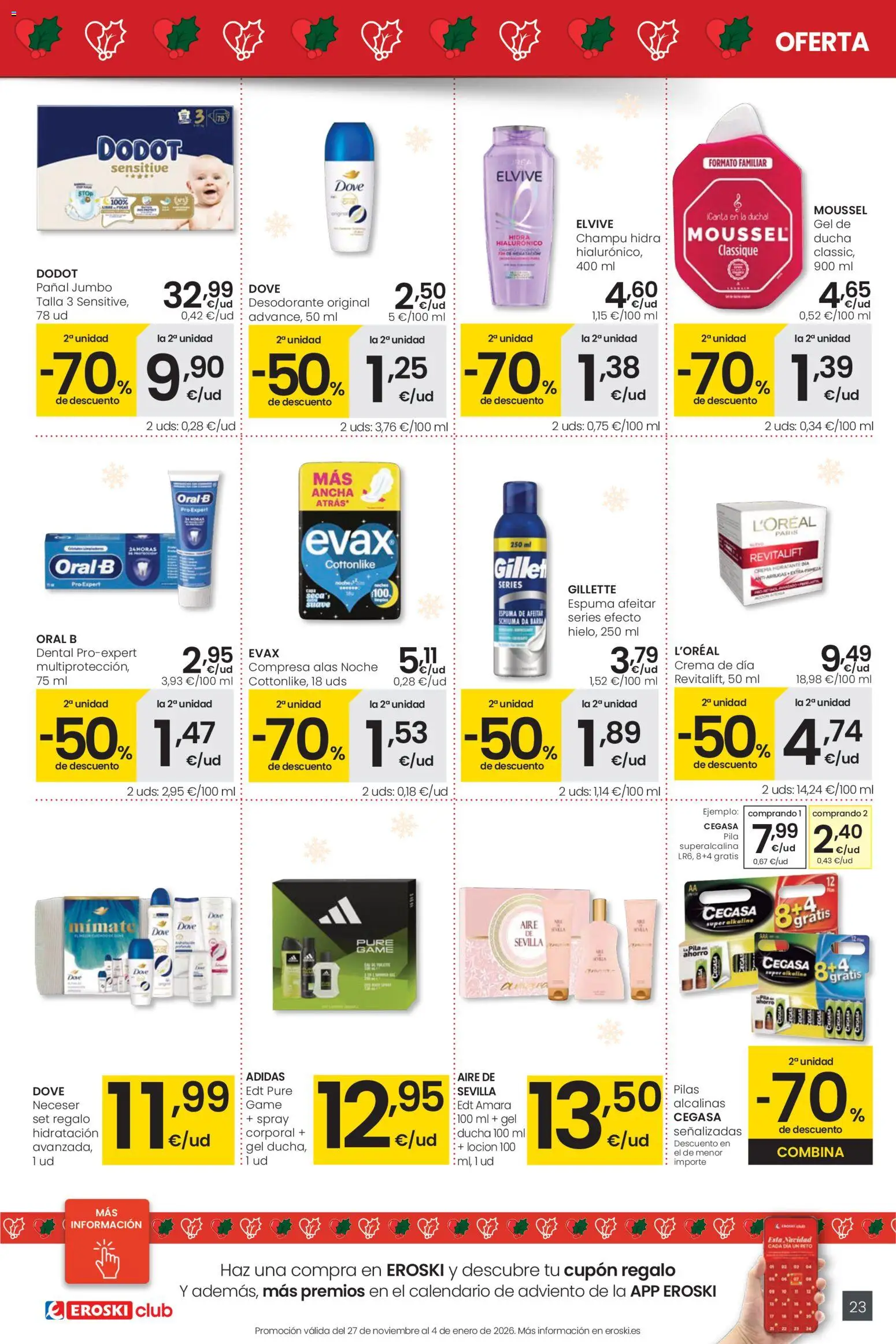 Eroski - Navidad │ válido desde el 18.12.2025 | Página: 23 | Productos: Crema, Crema hidratante, Ducha, Neceser