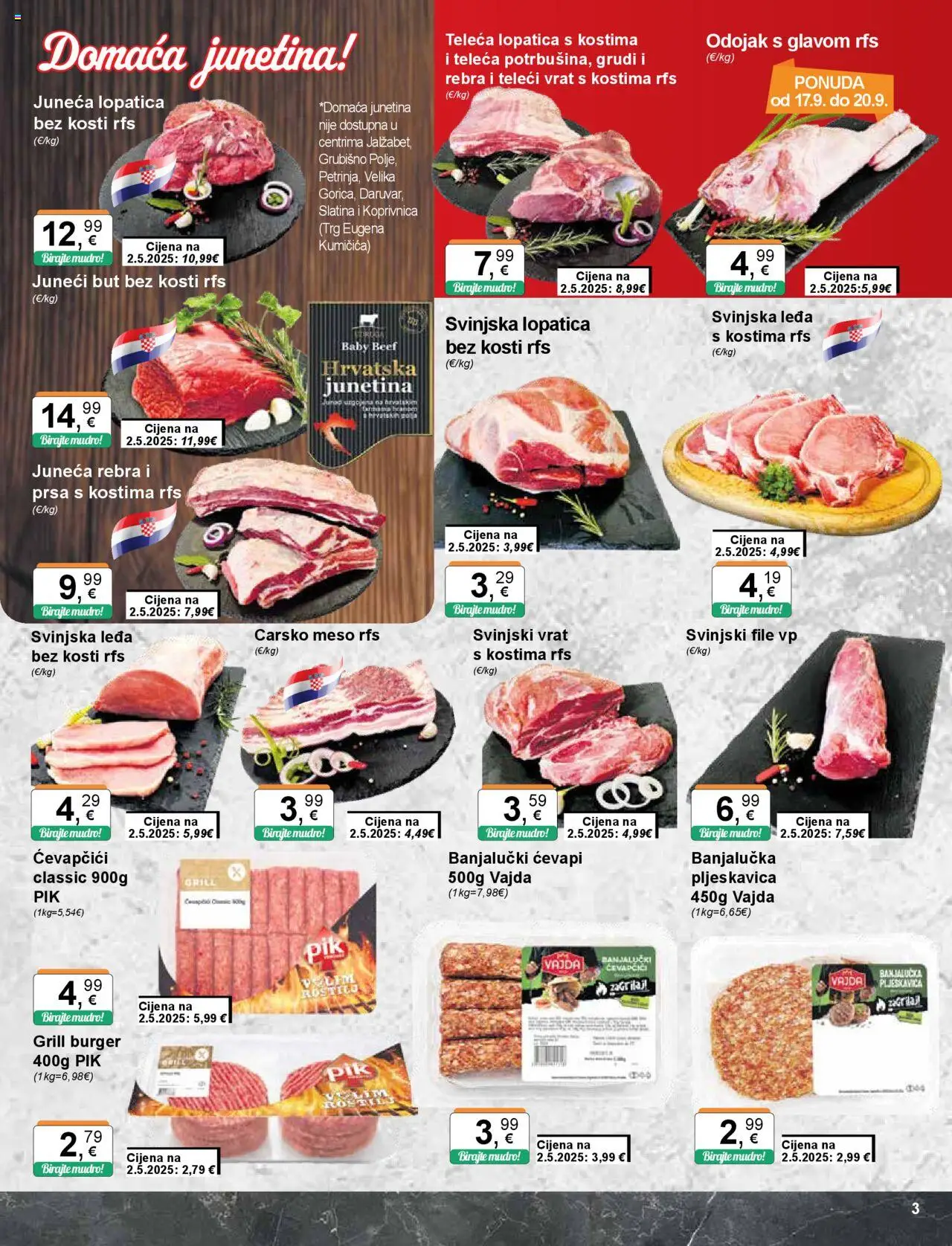 KTC katalog | vrijedi od 17.09.2025 | Stranica: 3 | Proizvodi: Carsko meso, Svinjska lopatica, Meso, Junetina