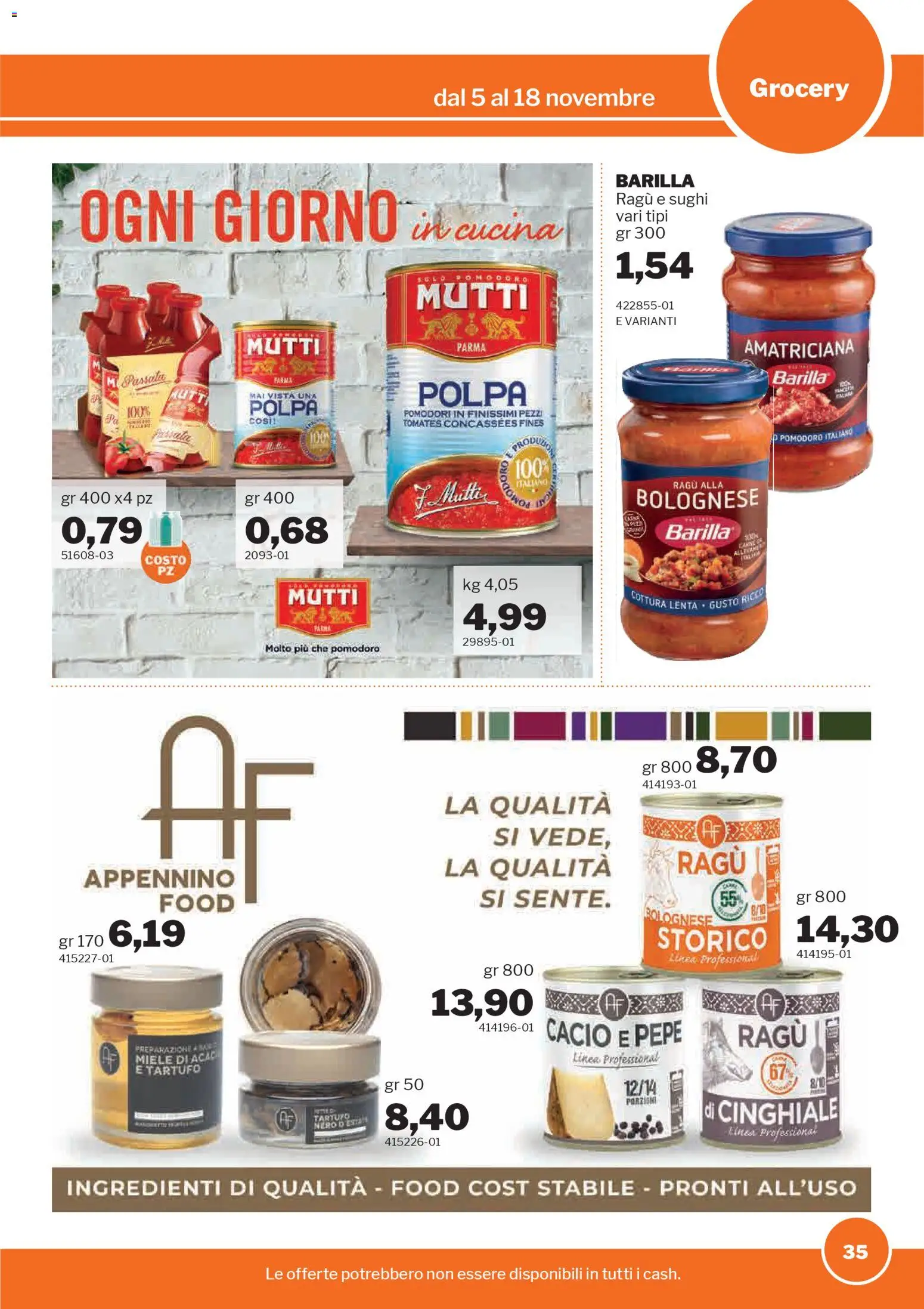 Volantino Sogegross del 05.11.2025 | Pagina: 35 | Prodotti: Tartufo, Pomodoro, Pomodori, Mutti
