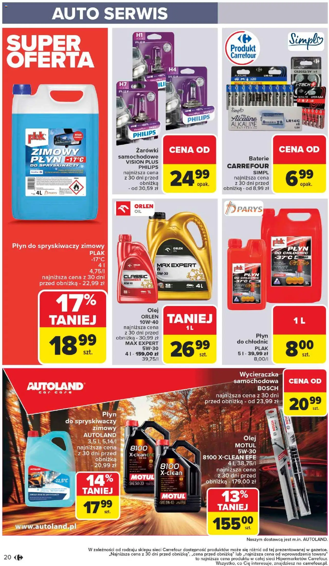 Carrefour Gazetka - Łap okazje od 09.10.2025 | Strona: 20 | Produkty: Płyn do spryskiwaczy zimowy, Płyn do spryskiwaczy, Wycieraczka, Olej