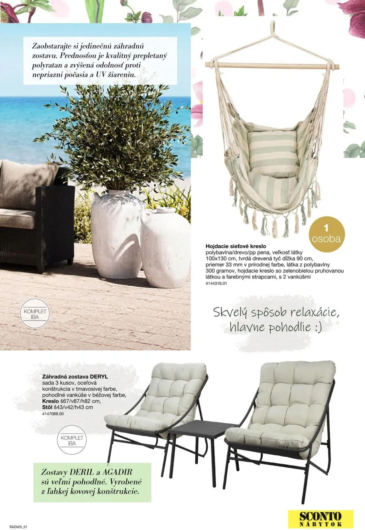 Nové Sconto nábytok akcie – leták je platný od 21.02.2025 | Strana: 51 | Produkty: Nábytok, Vankúše, Stôl, Hojdacie kreslo