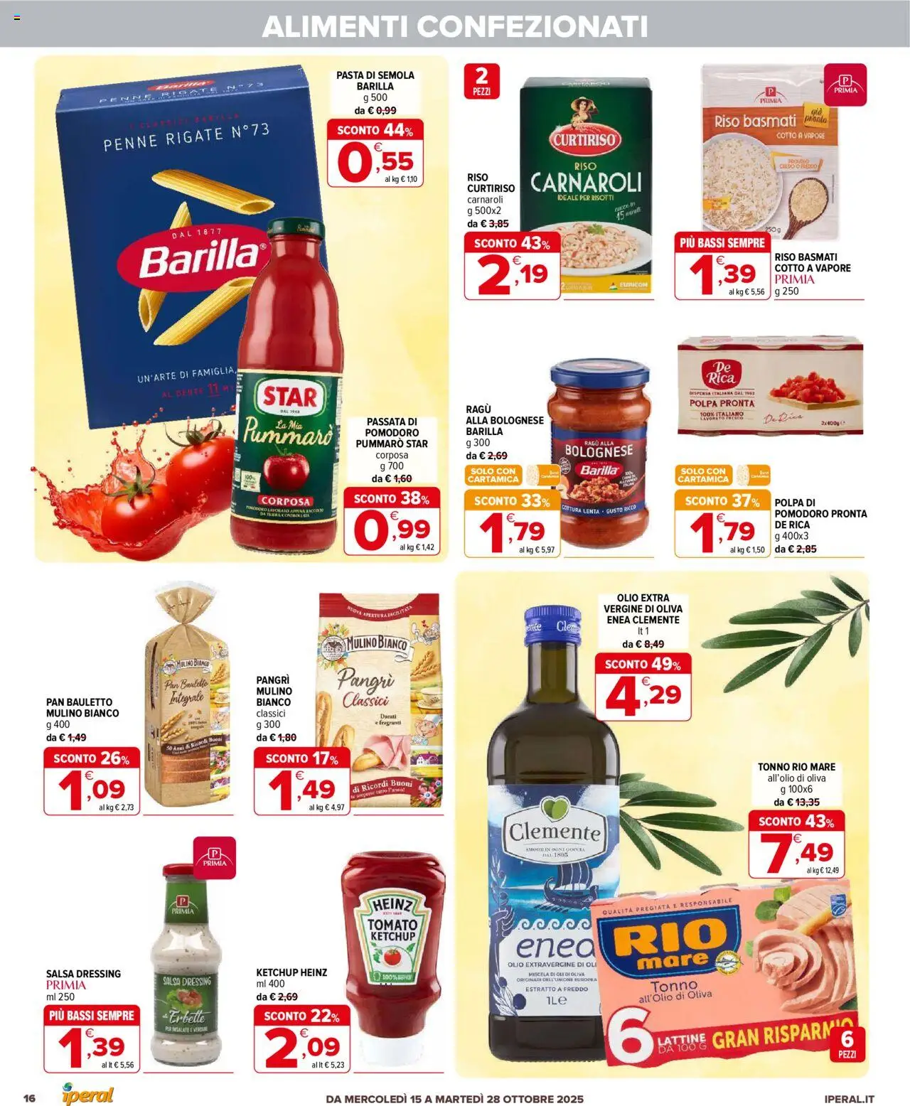 Volantino Iperal del 15.10.2025 | Pagina: 16 | Prodotti: Riso Carnaroli, Tè, Olio, Tonno
