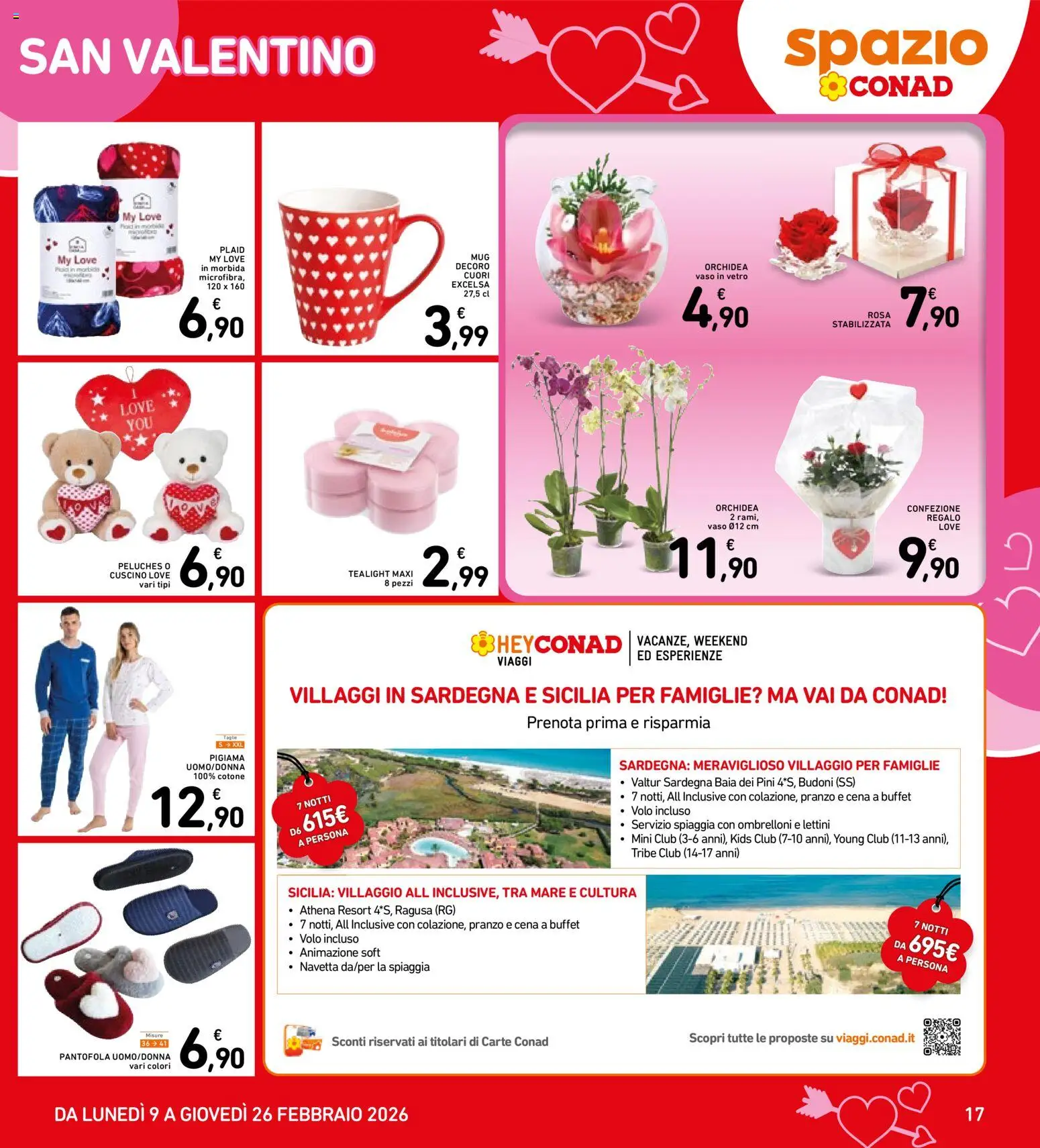 Volantino Spazio Conad del 13.02.2026 | Pagina: 17 | Prodotti: Plaid, Pigiama, Orchidea, Vaso
