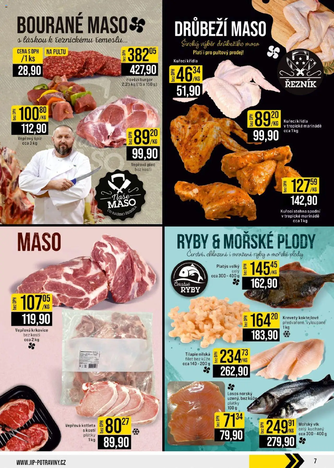 Jip leták - Cash & Carry od 30.07.2025 | Strana: 7 | Produkty: Špíz, Burger, Vepřová kotleta, Maso