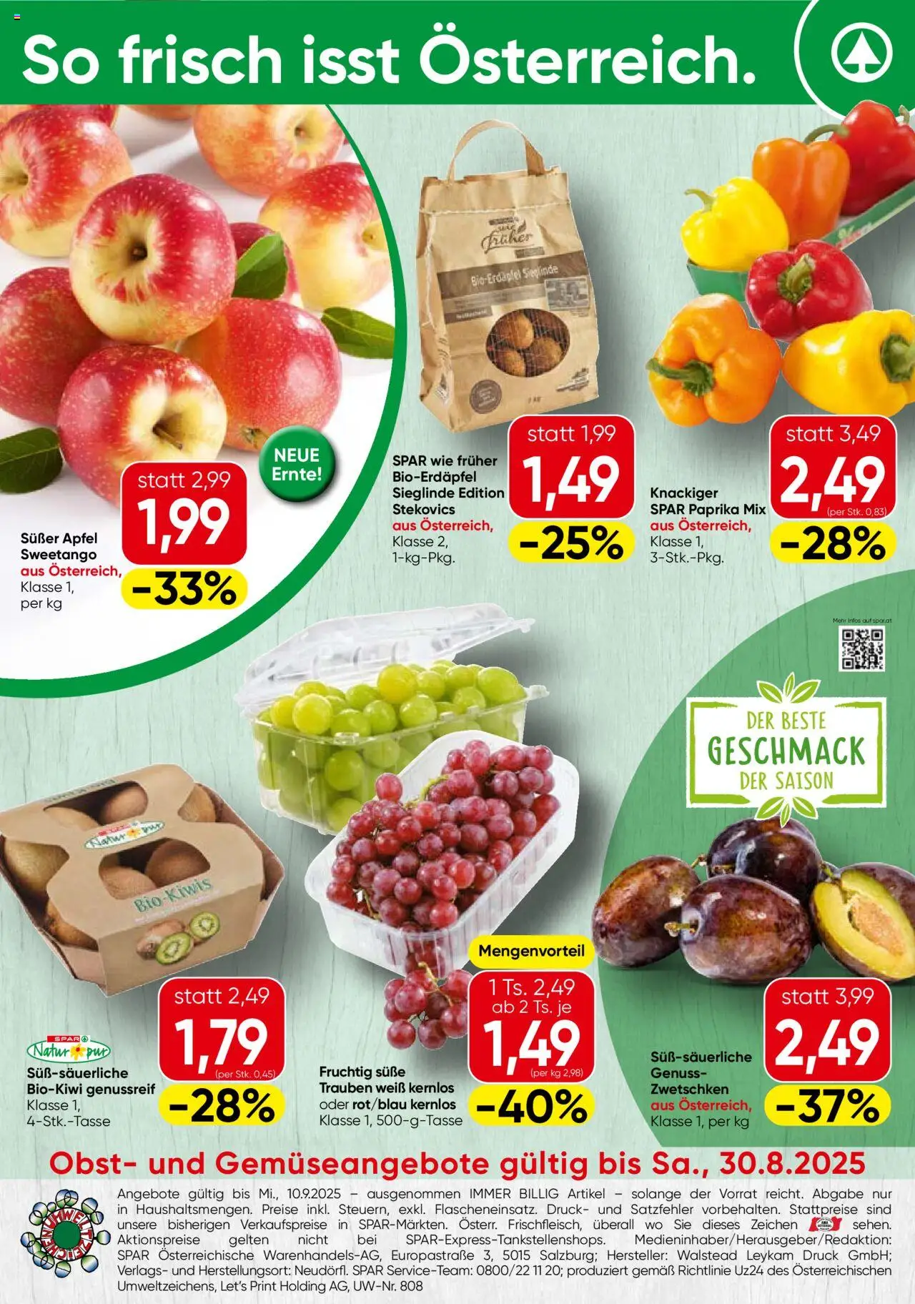 Spar Flugblatt - Salzburg gültig ab 28.08.2025 | Seite: 20 | Produkte: Obst, Äpfel