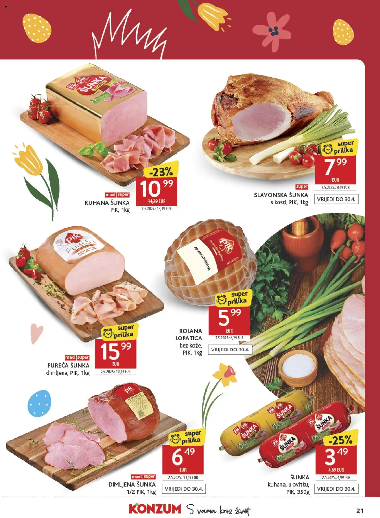 Konzum katalog | vrijedi od 30.03.2026 | Stranica: 21 | Proizvodi: Šunka, Lopatica