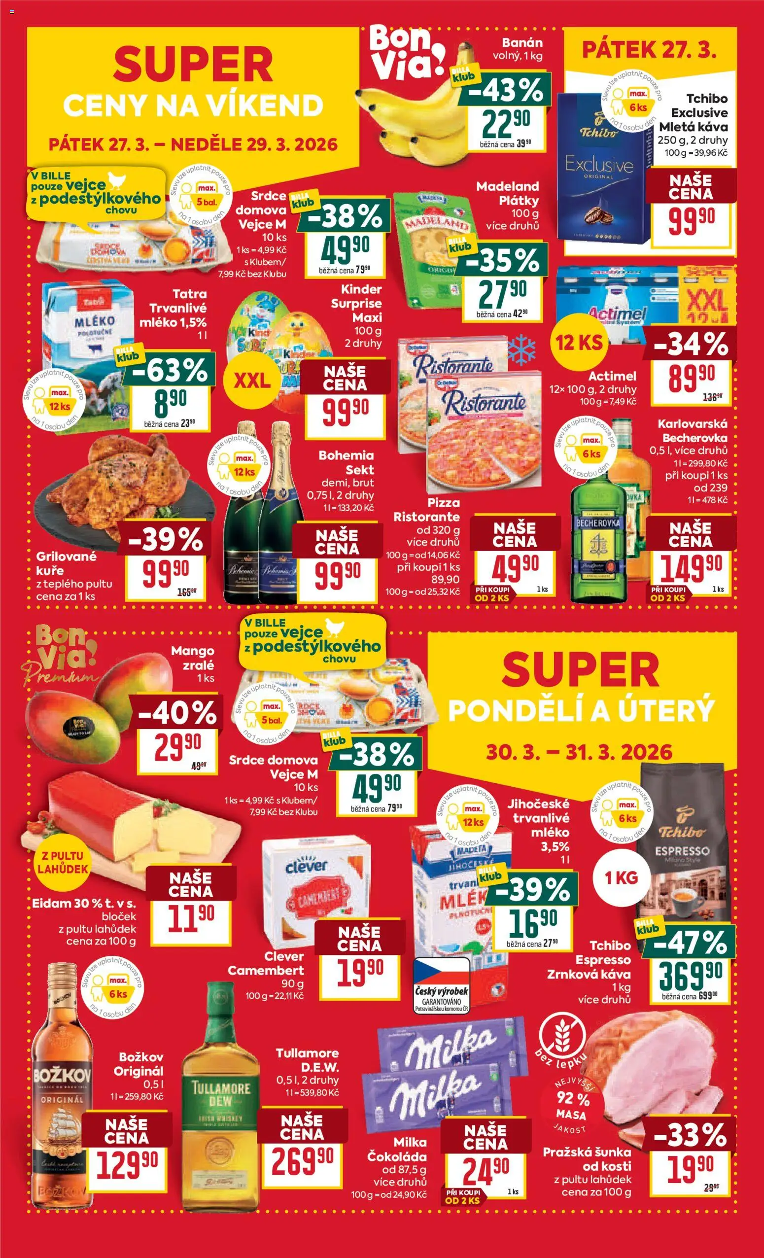 Billa Malý leták od 25.03.2026 | Strana: 4 | Produkty: Sekt, Božkov originál, Kuře, Kinder