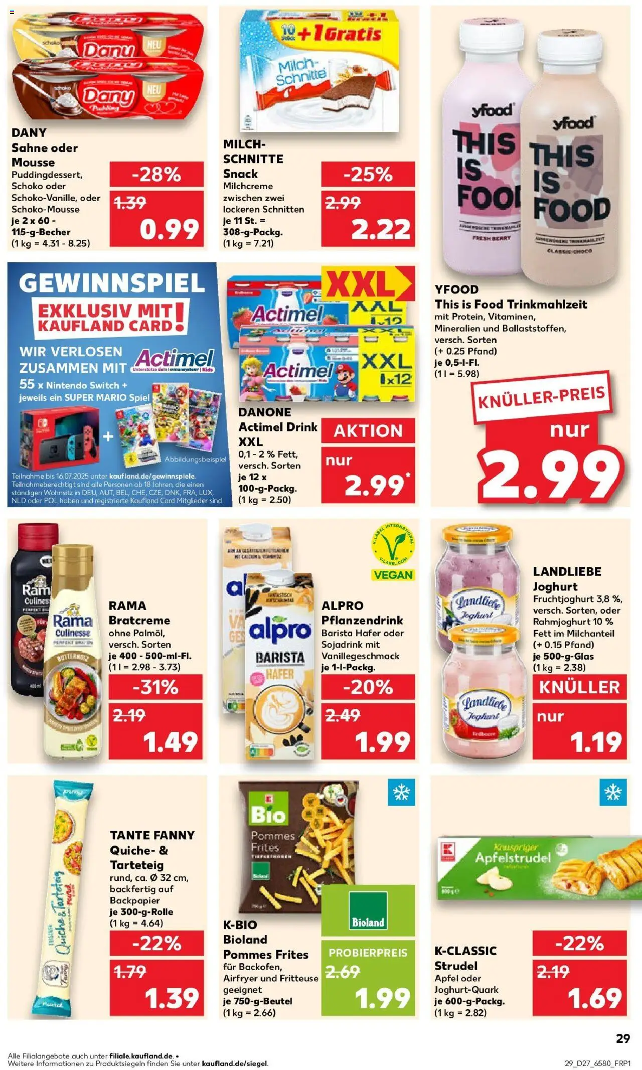 Kaufland prospekt Gütersloh	 - gültig ab dem 03.07.2025 | Seite: 29 | Produkte: Actimel, Milch, Pommes, Alpro