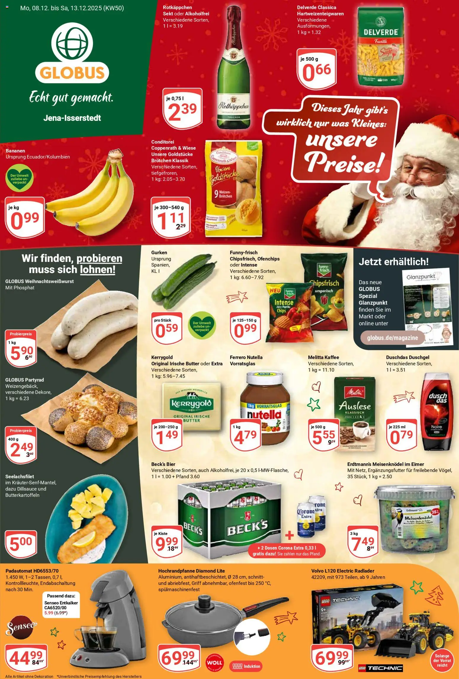 Globus Prospekt 	 – gültig ab 08.12.2025 | Seite: 1 | Produkte: Senseo, Melitta kaffee, Duschdas, Chips