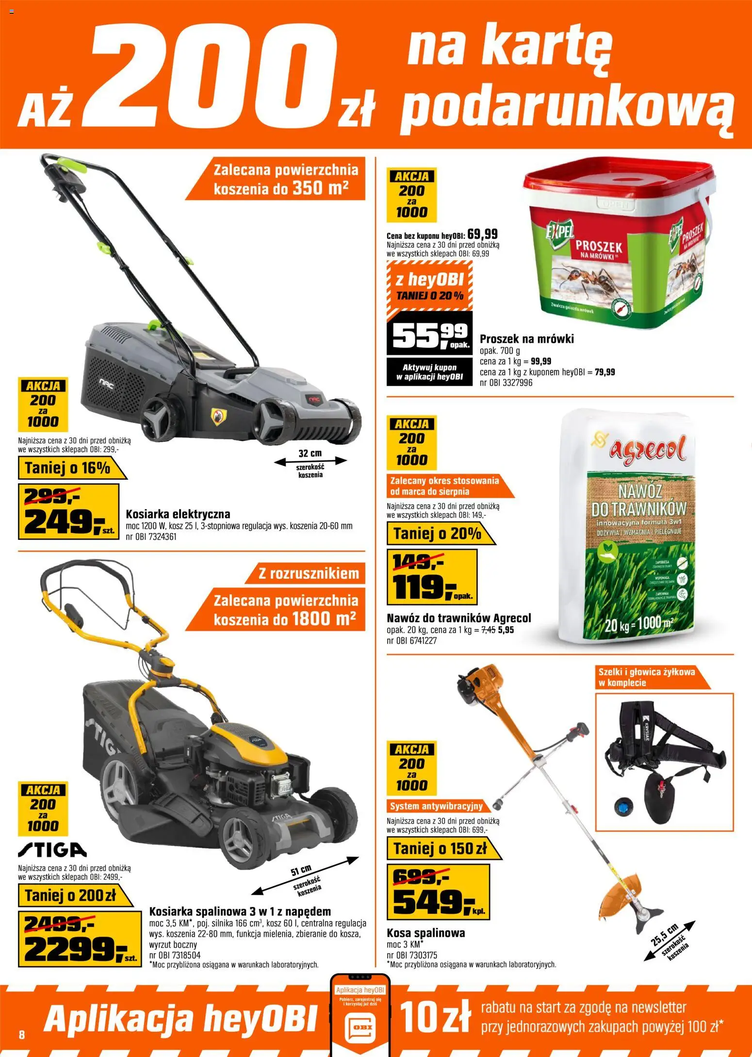 OBI gazetka od 22.04.2026 | Strona: 8 | Produkty: Kosiarka, Kosz