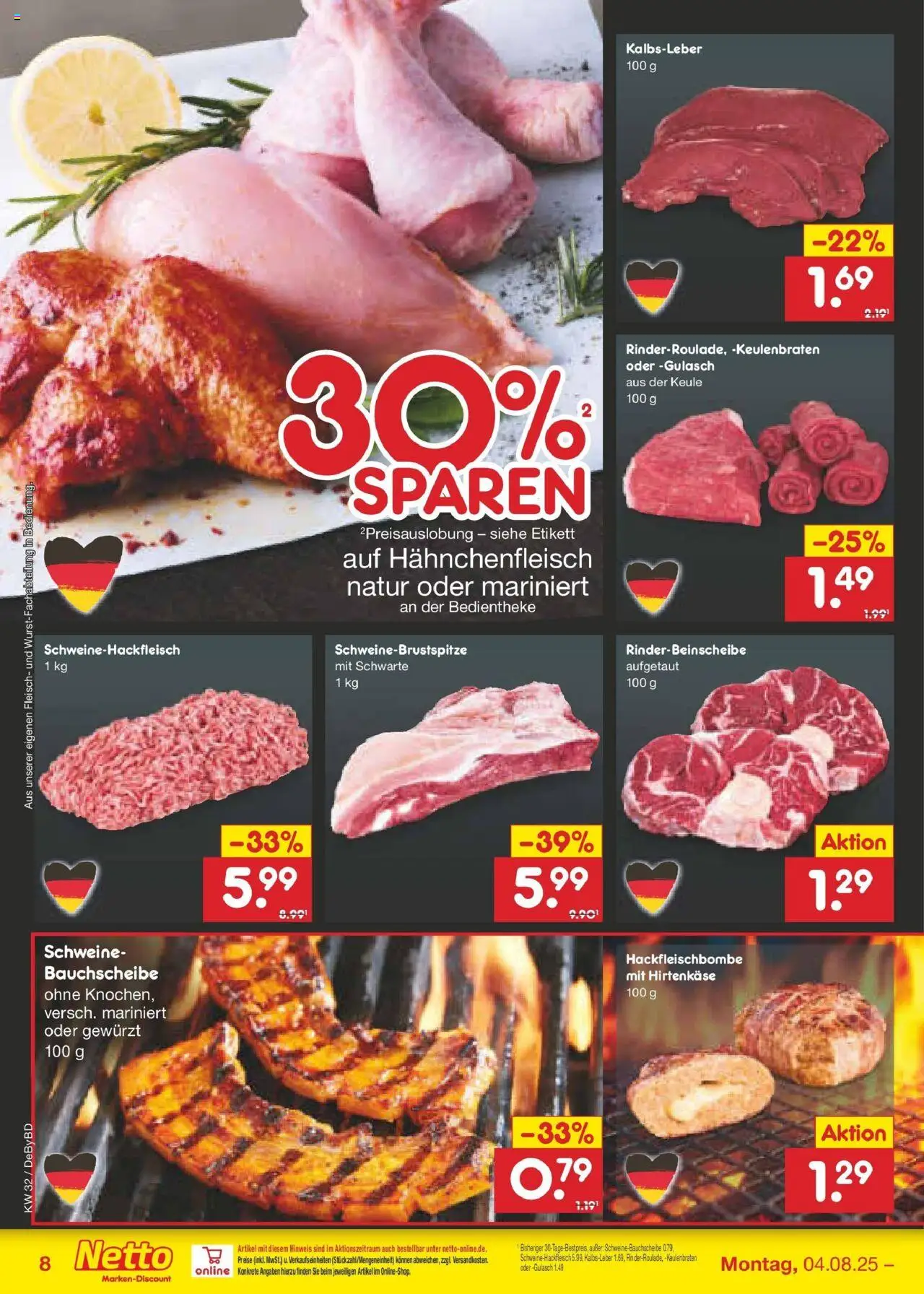 Netto Marken-Discount prospekt Buttenwiesen	 - gültig ab dem 04.08.2025 | Seite: 10 | Produkte: Kalbsleber, Gulasch, Fleisch