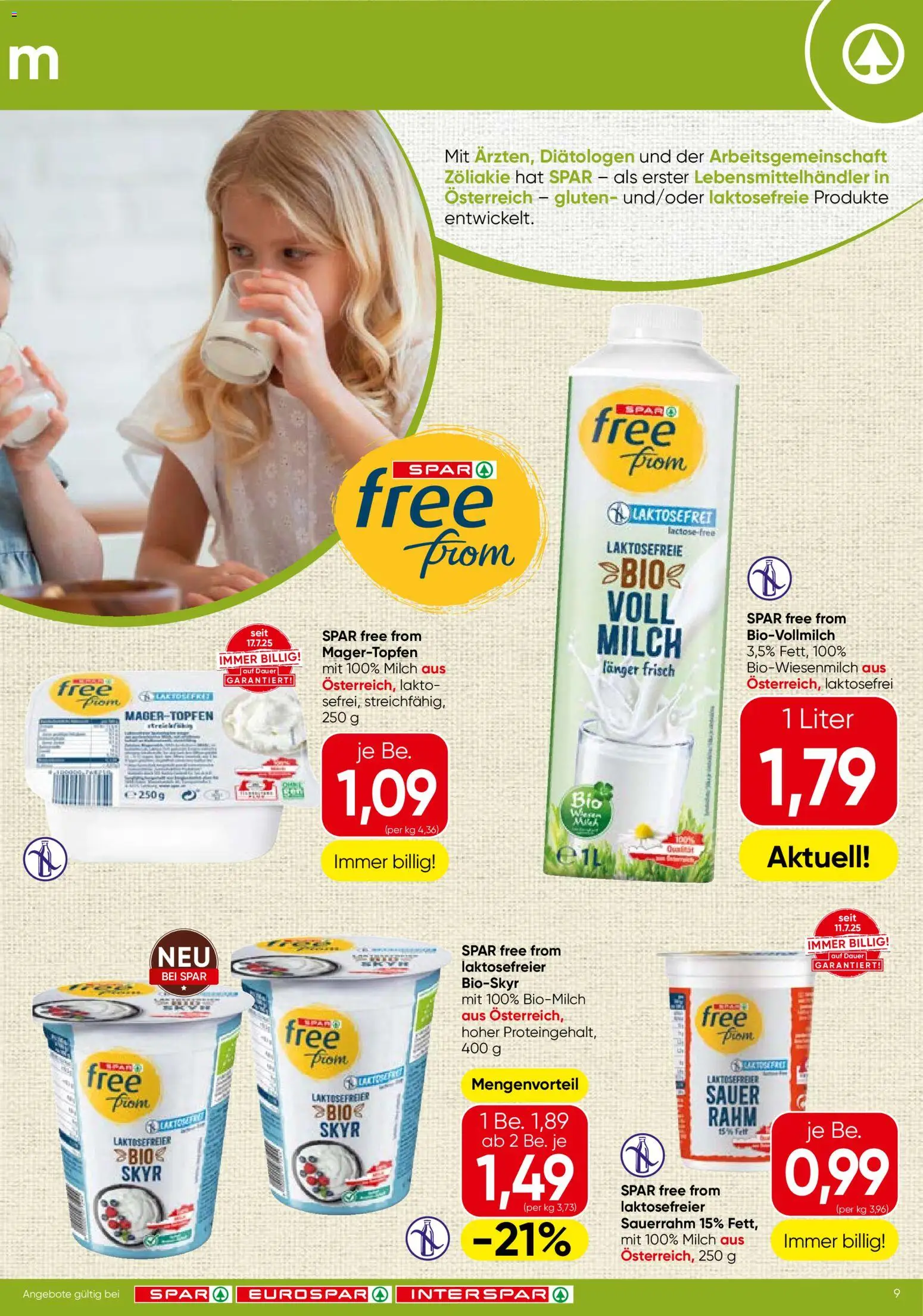 Spar Flugblatt - Burgenland gültig ab 05.03.2026 | Seite: 9 | Produkte: Milch, Sauerrahm