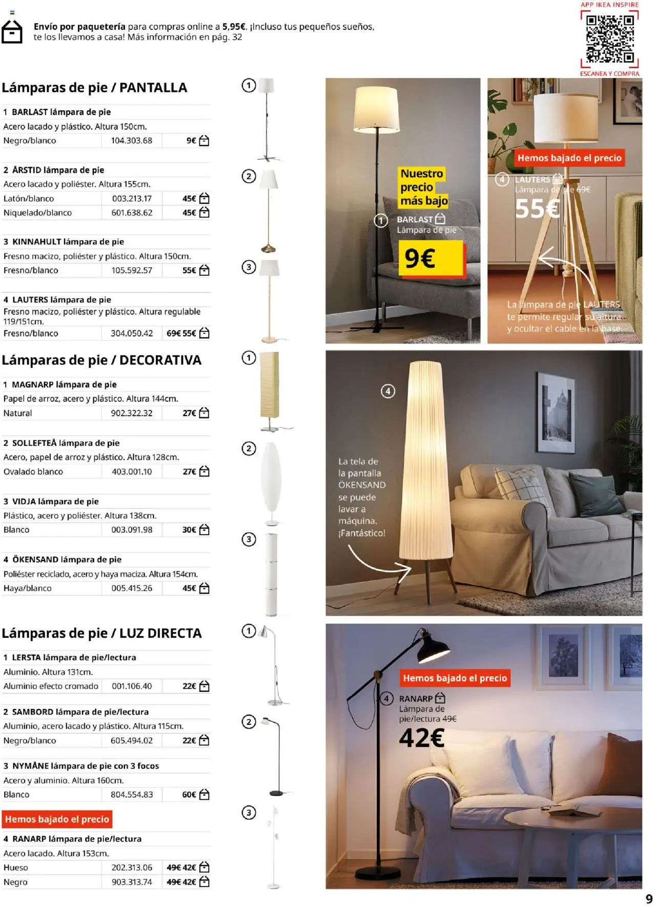 Catálogo IKEA Iluminación │ válido desde el 06.02.2025 | Página: 9 | Productos: Té, Cable, Lámpara de pie, Lámpara