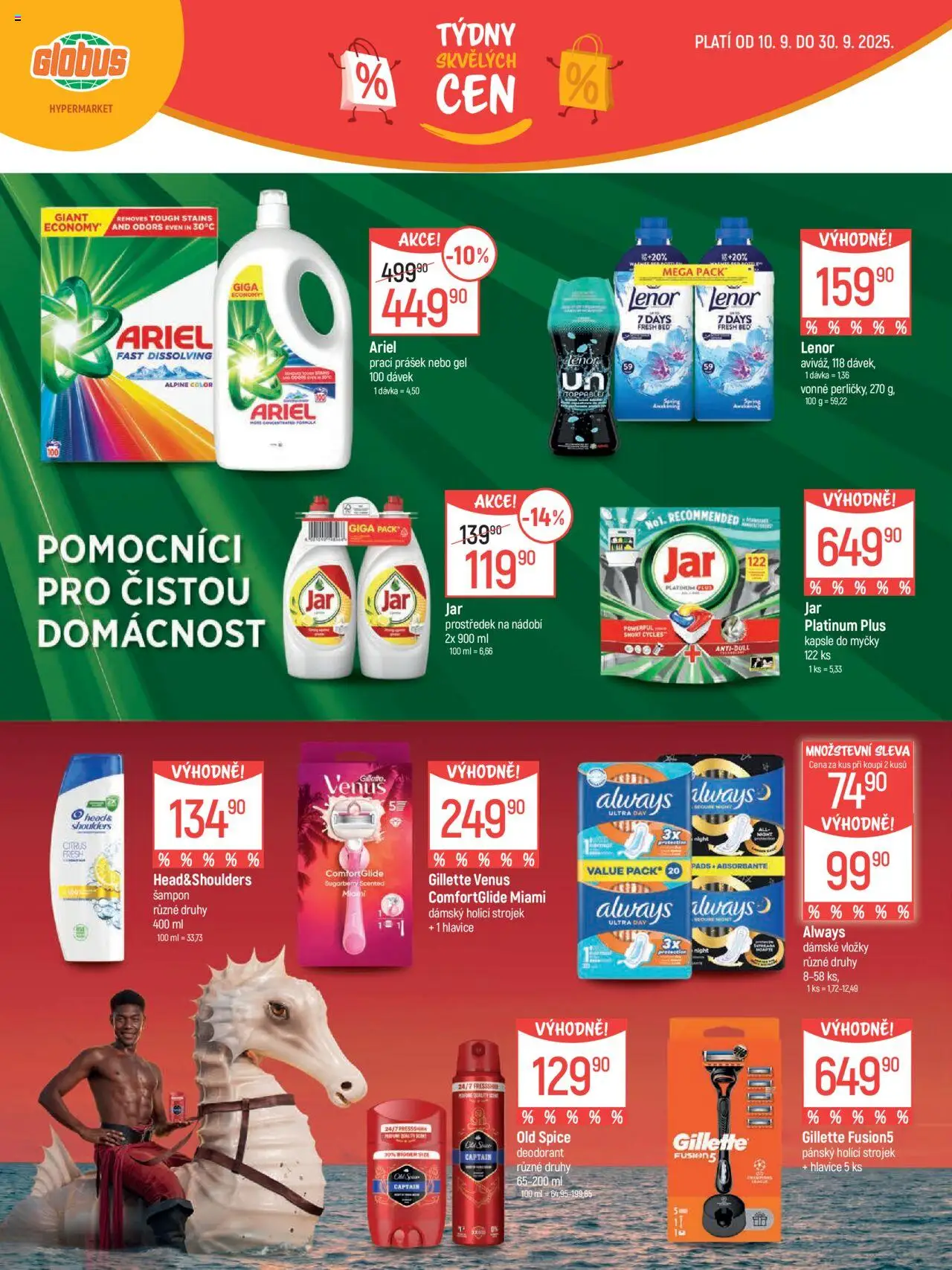 Globus leták - České Budějovice od 10.09.2025 | Strana: 24 | Produkty: Kapsle, Holicí strojek, Prací Prášek, Old Spice
