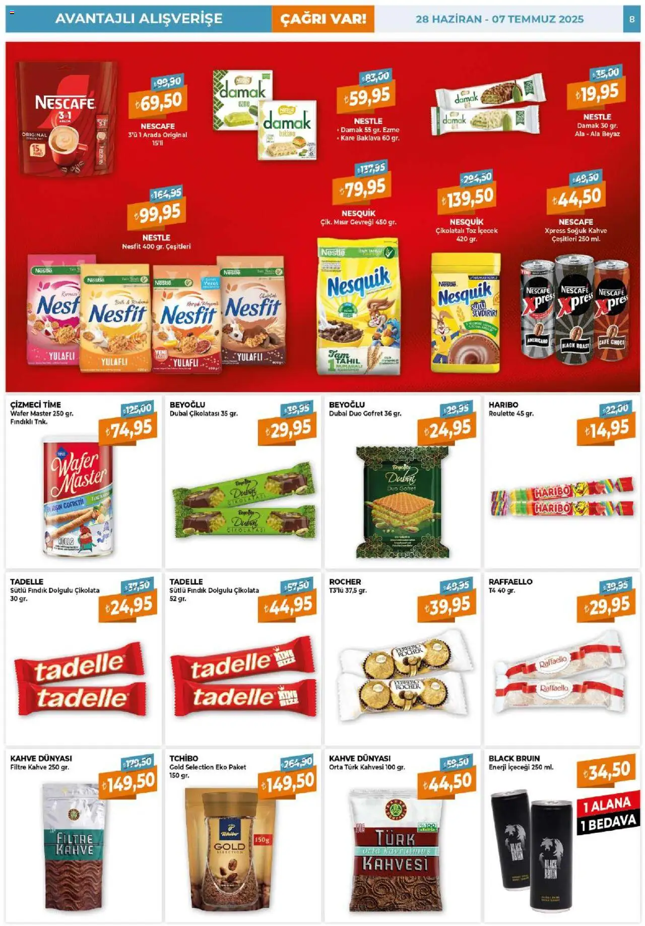 Çağrı Market Katalog - 28.06.2025 tarihinden itibaren geçerlidir | Sayfa: 8 | Ürünler: Gofret, Çikolata, Fındık, Mısır gevreği
