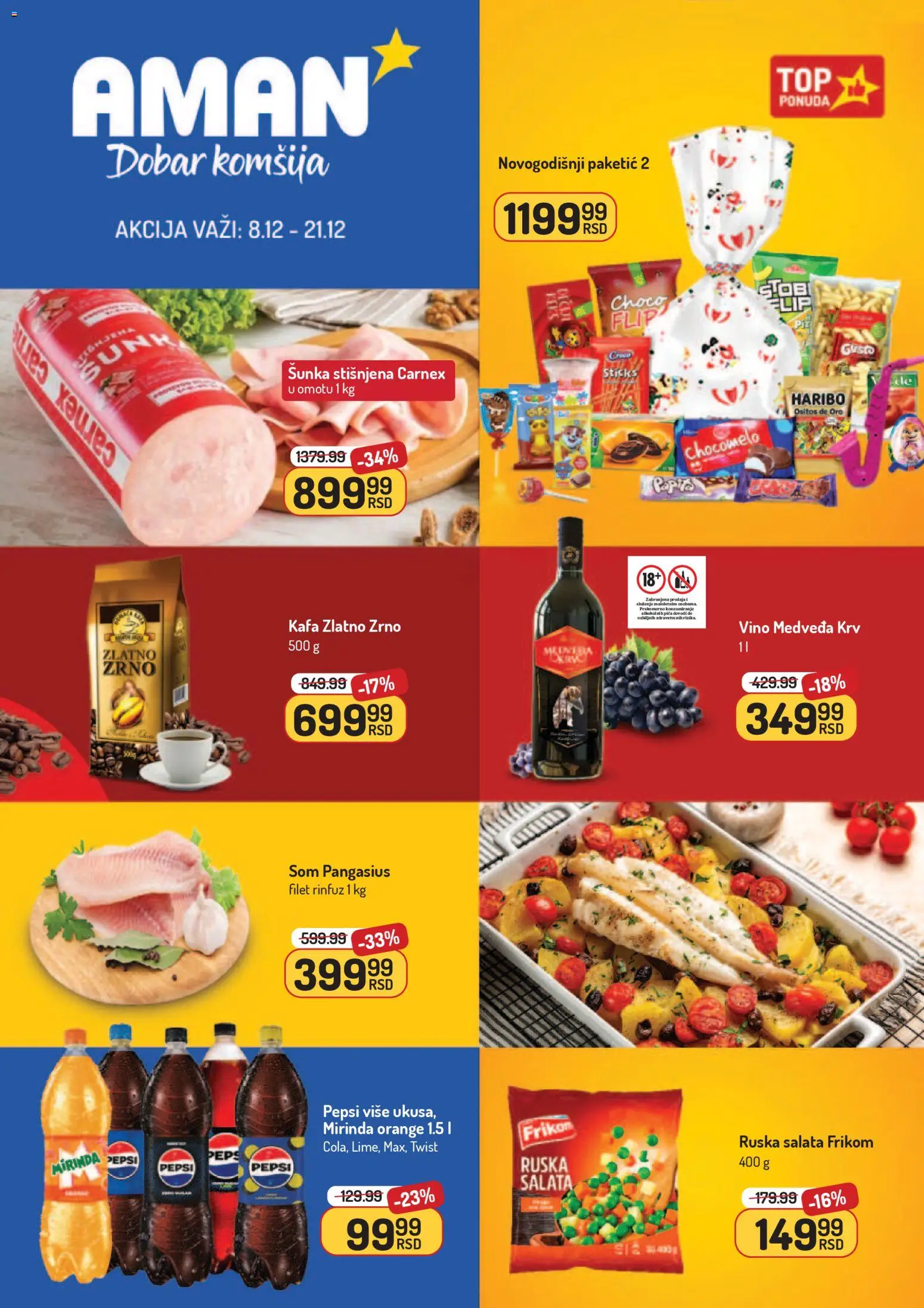 Aman katalog - važi od 08.12.2025 | Strana: 1 | Proizvode: Salata, Šunka, Vino, Pepsi