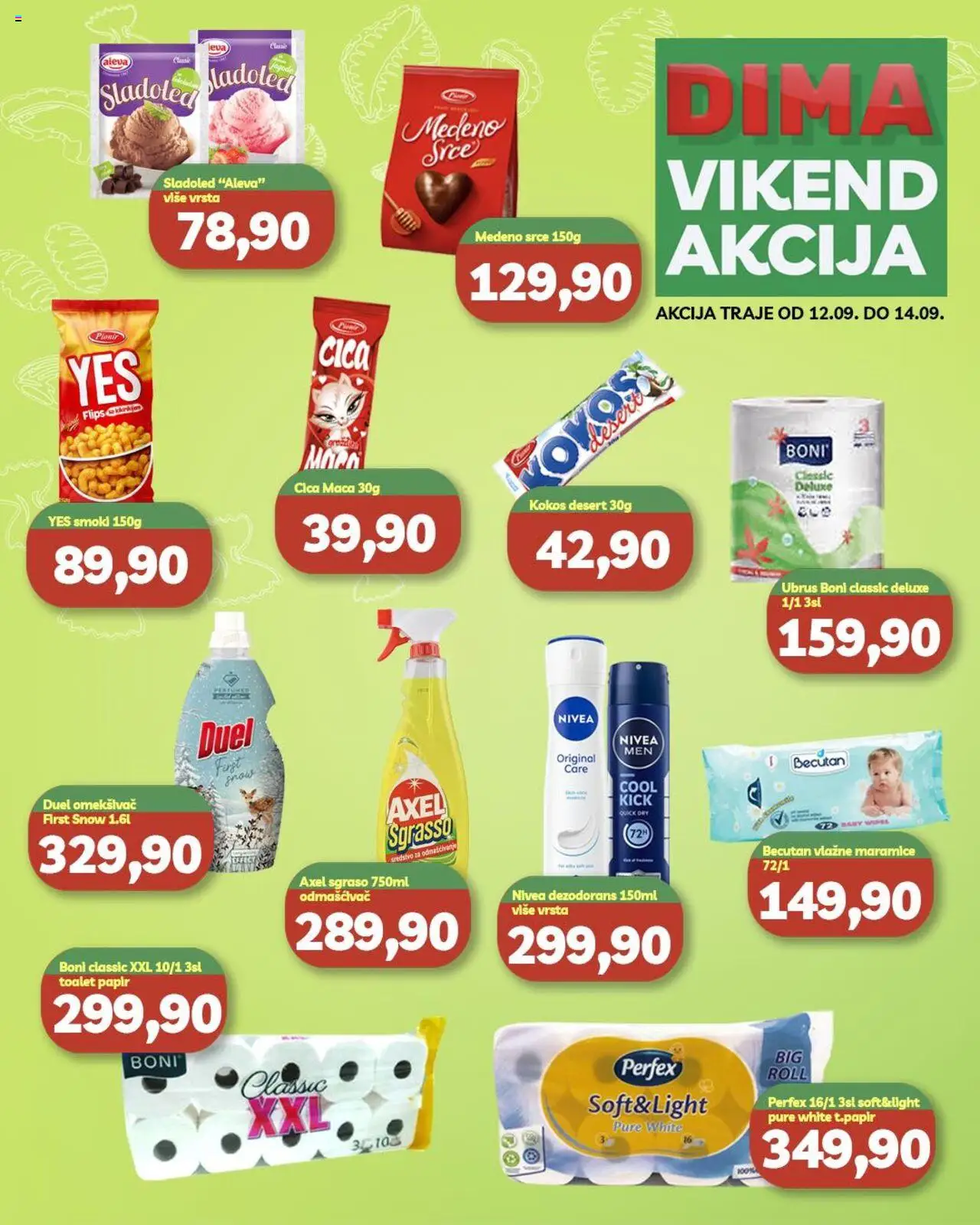 VP Dima katalog - važi od 12.09.2025 | Strana: 1 | Proizvode: Toalet papir, Ubrus, Nivea, Vlažne maramice