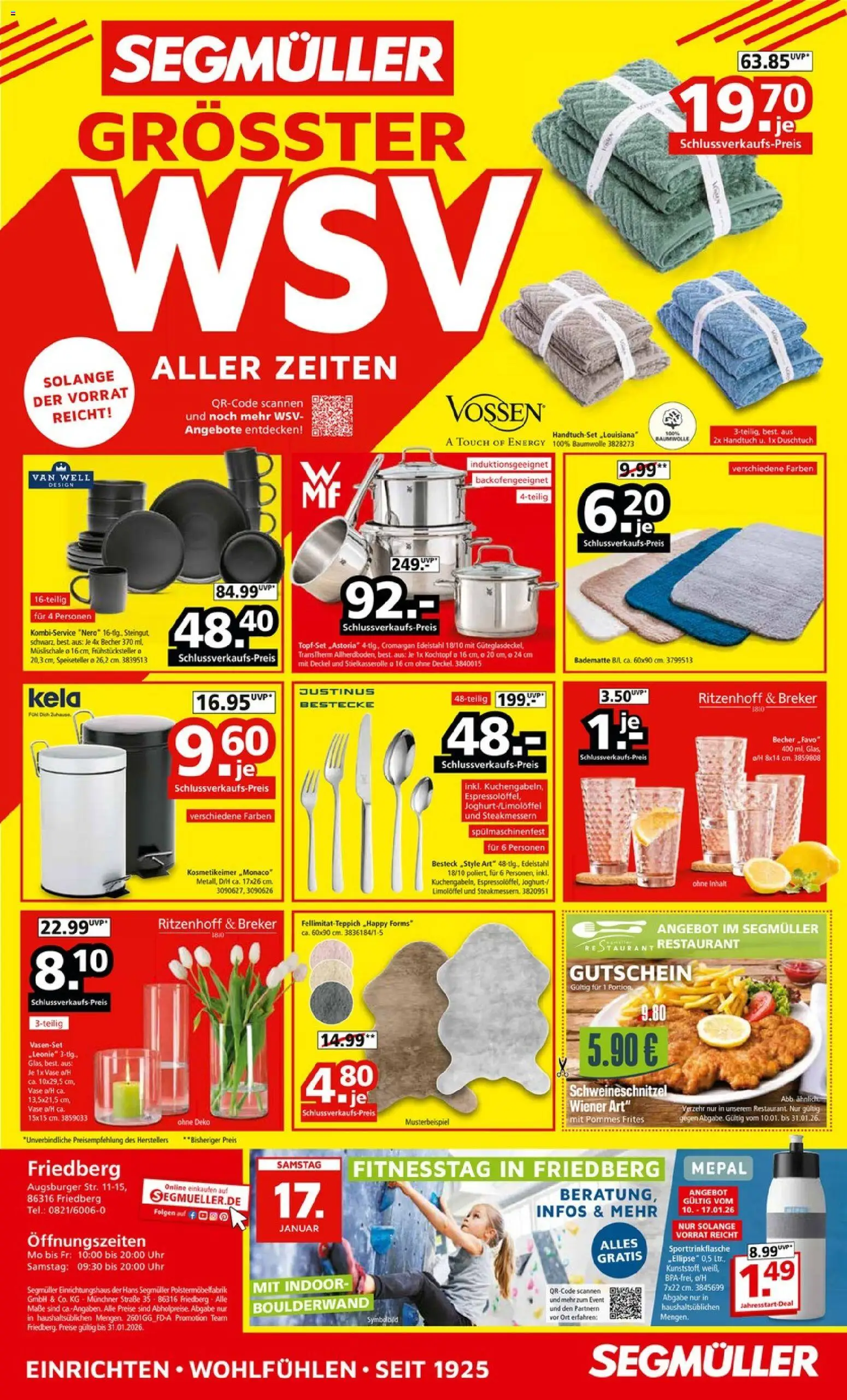 Segmüller Grösster WSW Aller Zeiten – gültig ab 10.01.2026 | Seite: 8 | Produkte: Energy, Vase, Pommes frites, Uhr