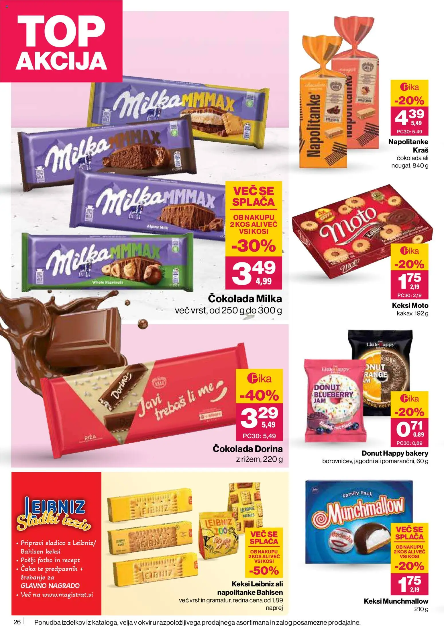 Novi Mercator katalog ponudbe – veljaven od 26.02.2026 | Stran: 26 | Izdelki: Napolitanke, Keksi, Kos, Cokolada