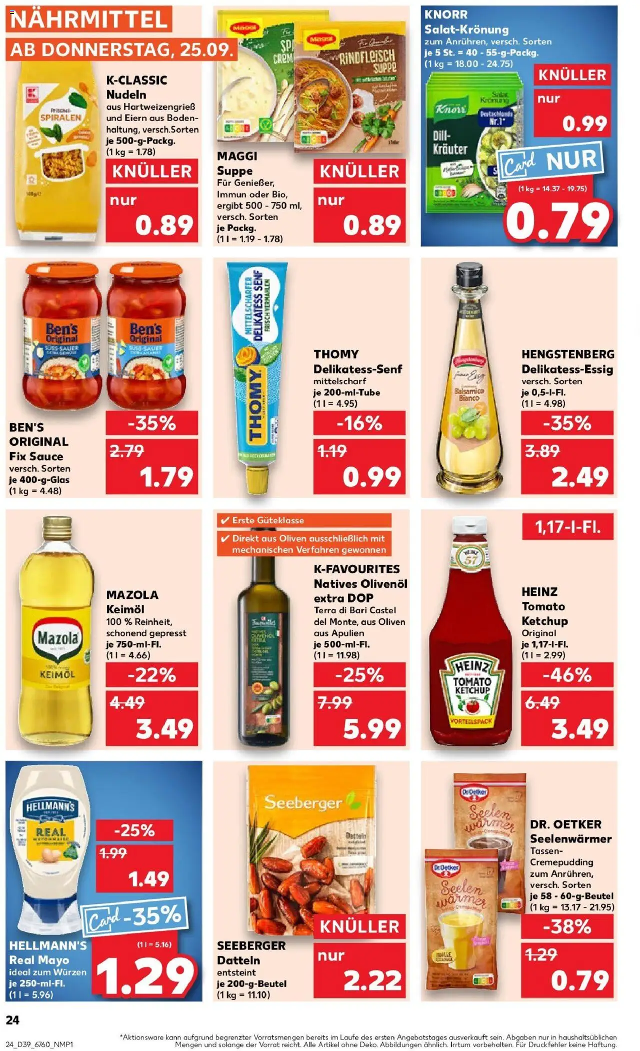 Kaufland prospekt Lichtenfels	 – gültig ab 25.09.2025 | Seite: 24 | Produkte: Maggi, Dressing, Pasta, Nudeln
