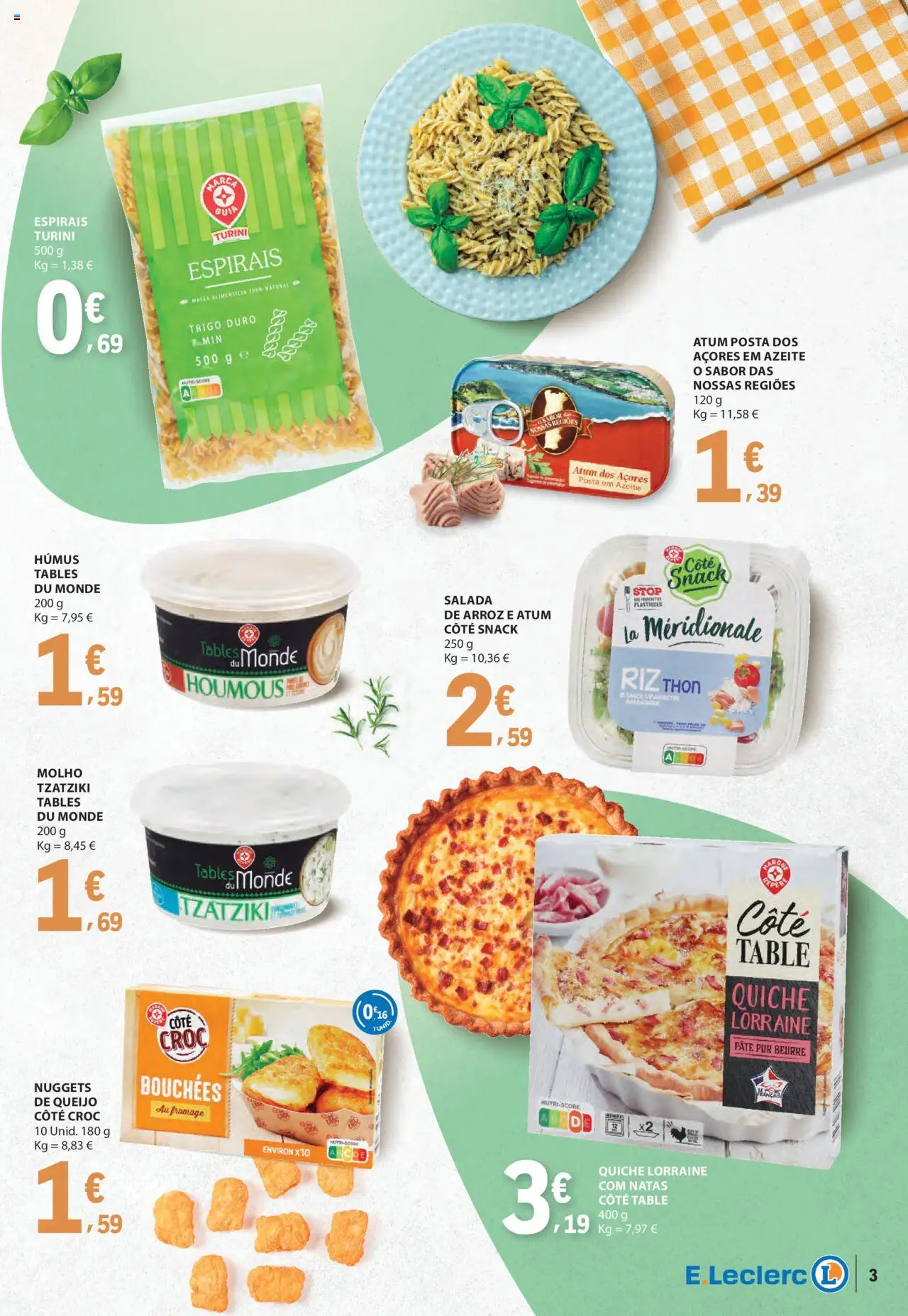 E.Leclerc - Folheto da Nossa Marca │ válido de 01.08.2025 | Página: 3 | Produtos: Atum, Azeite, Massa, Nuggets