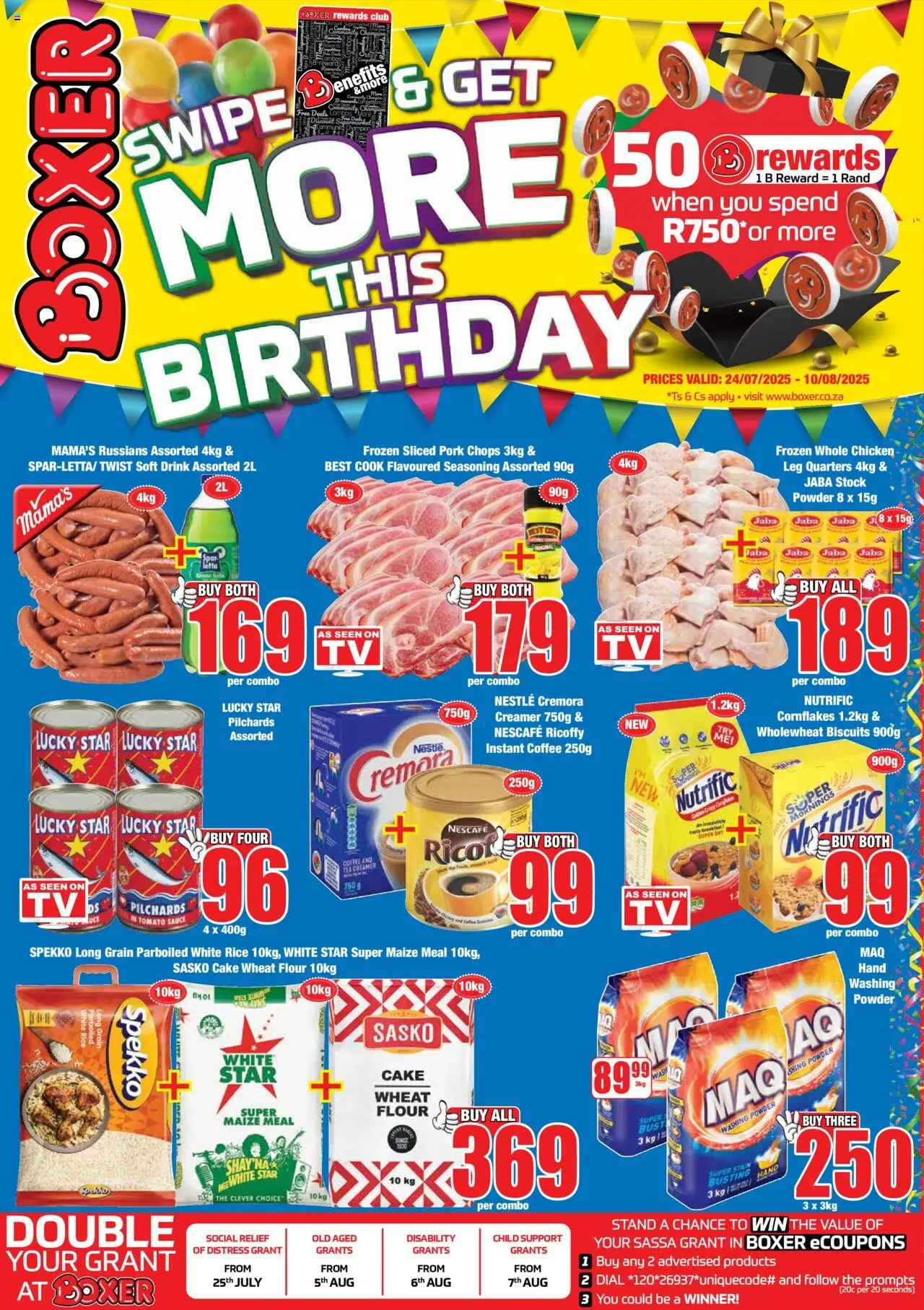Boxer Western Cape - Specials │ valid from 24.07.2025 | Page: 1 | Products: Flour, Chicken, Seasoning, Estuche organizador de viaje