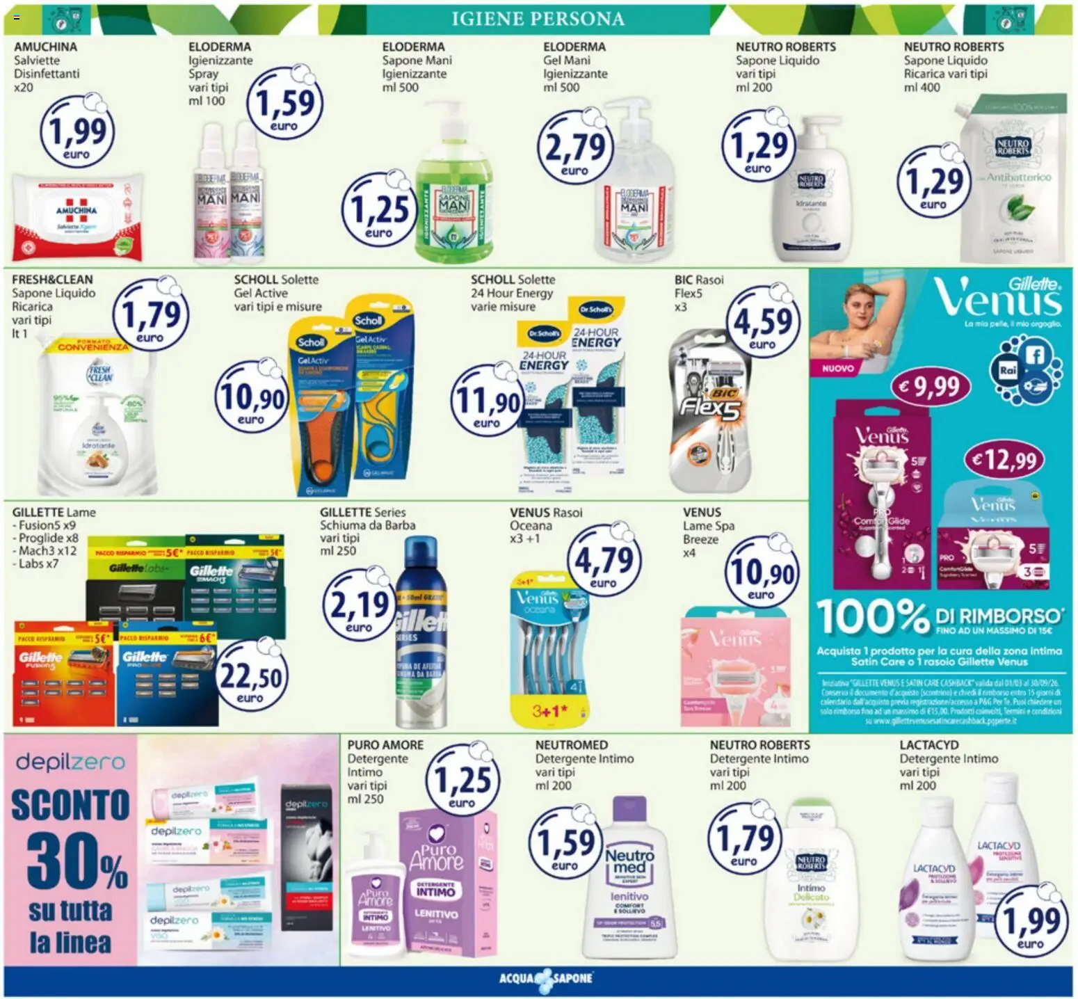 Volantino Acqua e Sapone del 07.04.2026 | Pagina: 8 | Prodotti: Schiuma da barba, Rasoio, Detergente intimo, Detergente