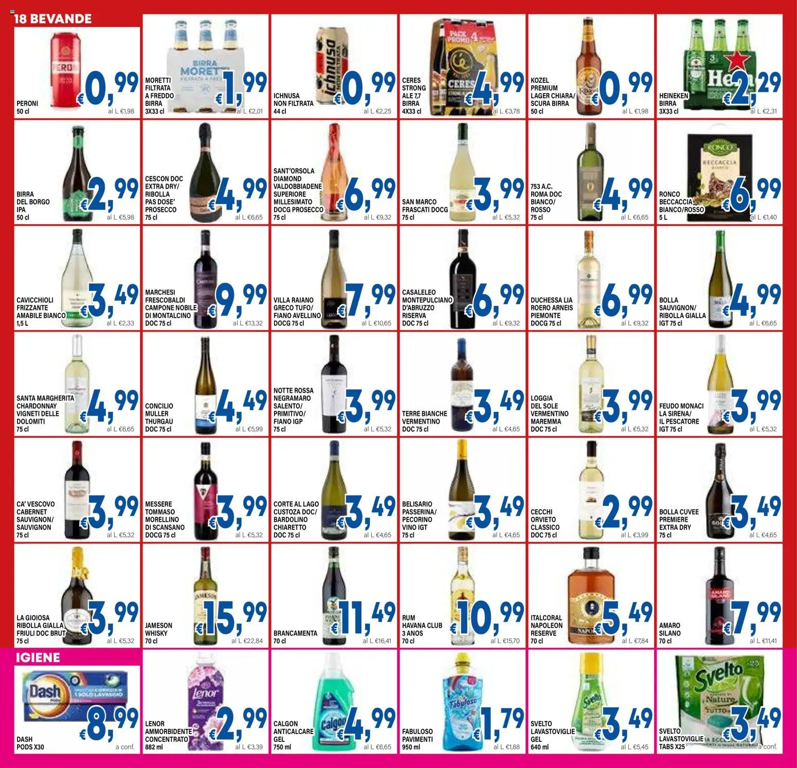 Volantino DEM del 17.04.2026 | Pagina: 18 | Prodotti: Birra, Focaccia, Prosecco, Lavastoviglie